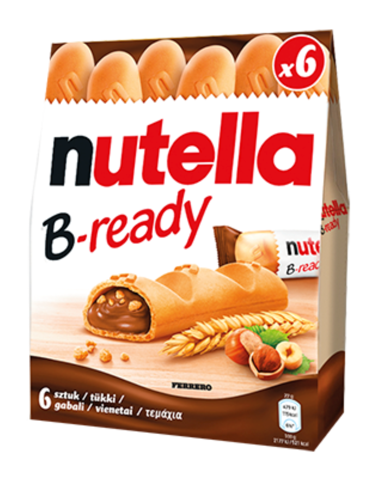 Nutella B-Ready, Wafelek Z Kremem, 6Szt, 132G
