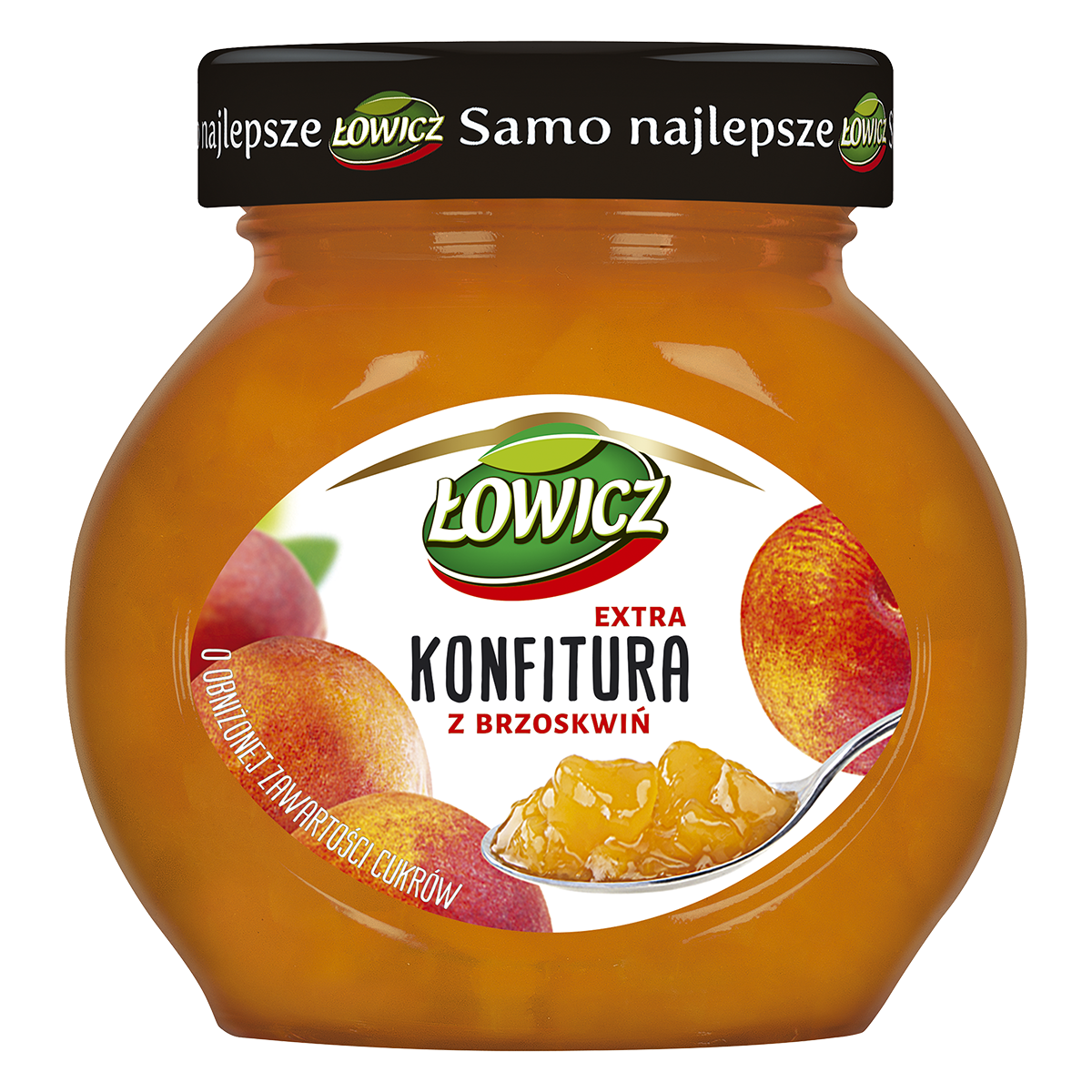 Łowicz Konfitura Extra Z Brzoskwiń O Obniżonej Zawartości Cukrów 240 G
