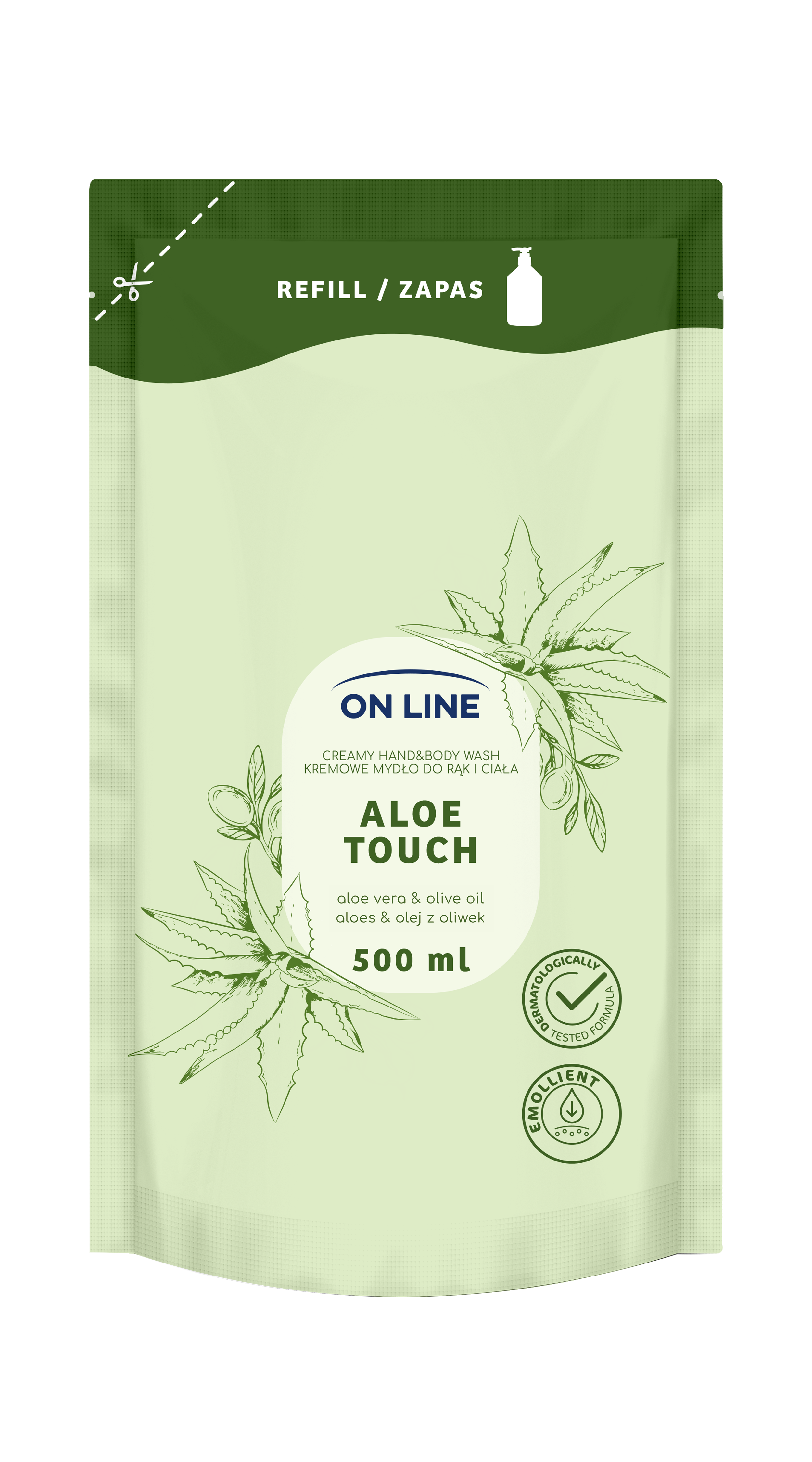 On Line Refill Kremowe Mydło 2W1 Aloe Touch 500Ml