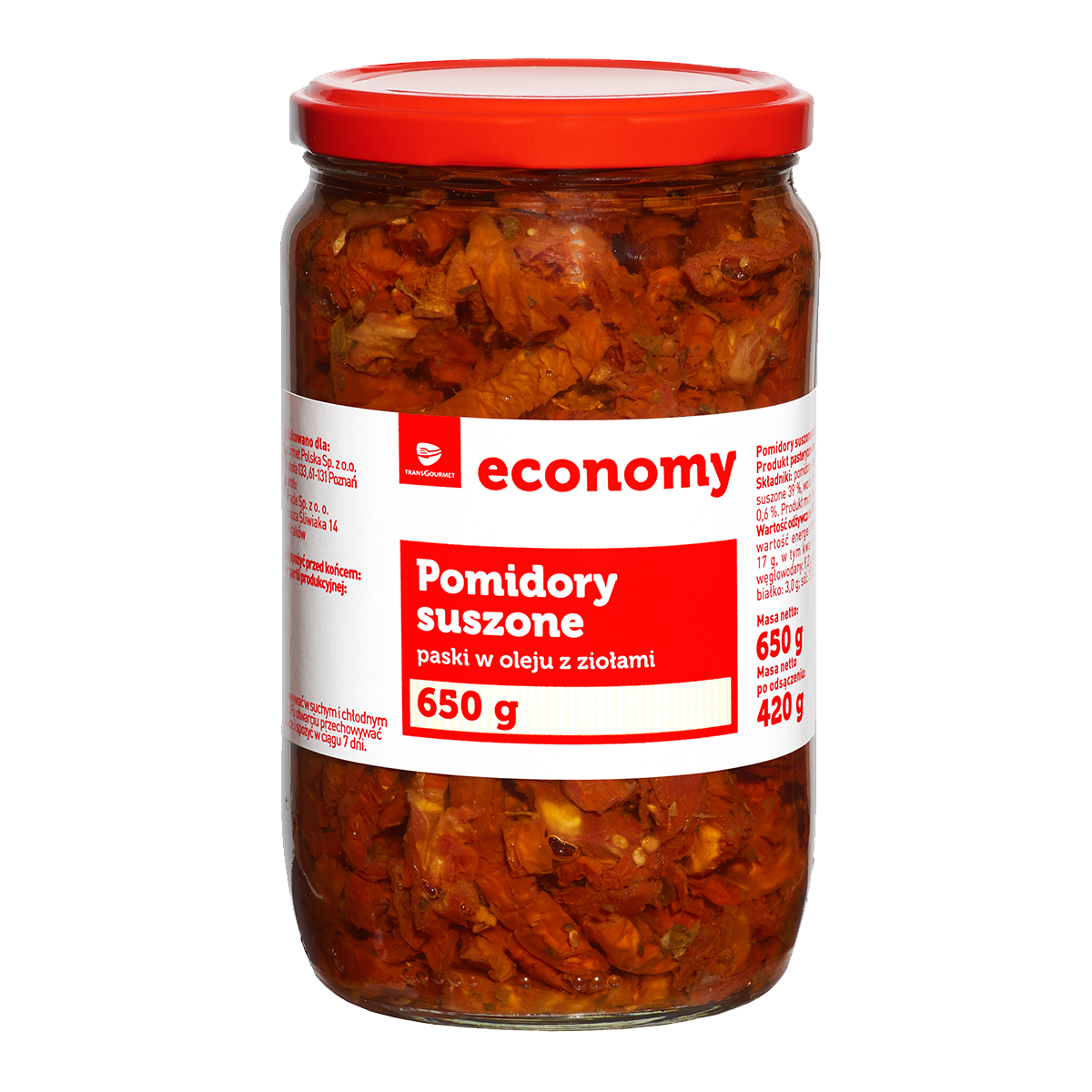 Tge Pomidory Suszone Paski W Oleju Z Ziołami 650 G