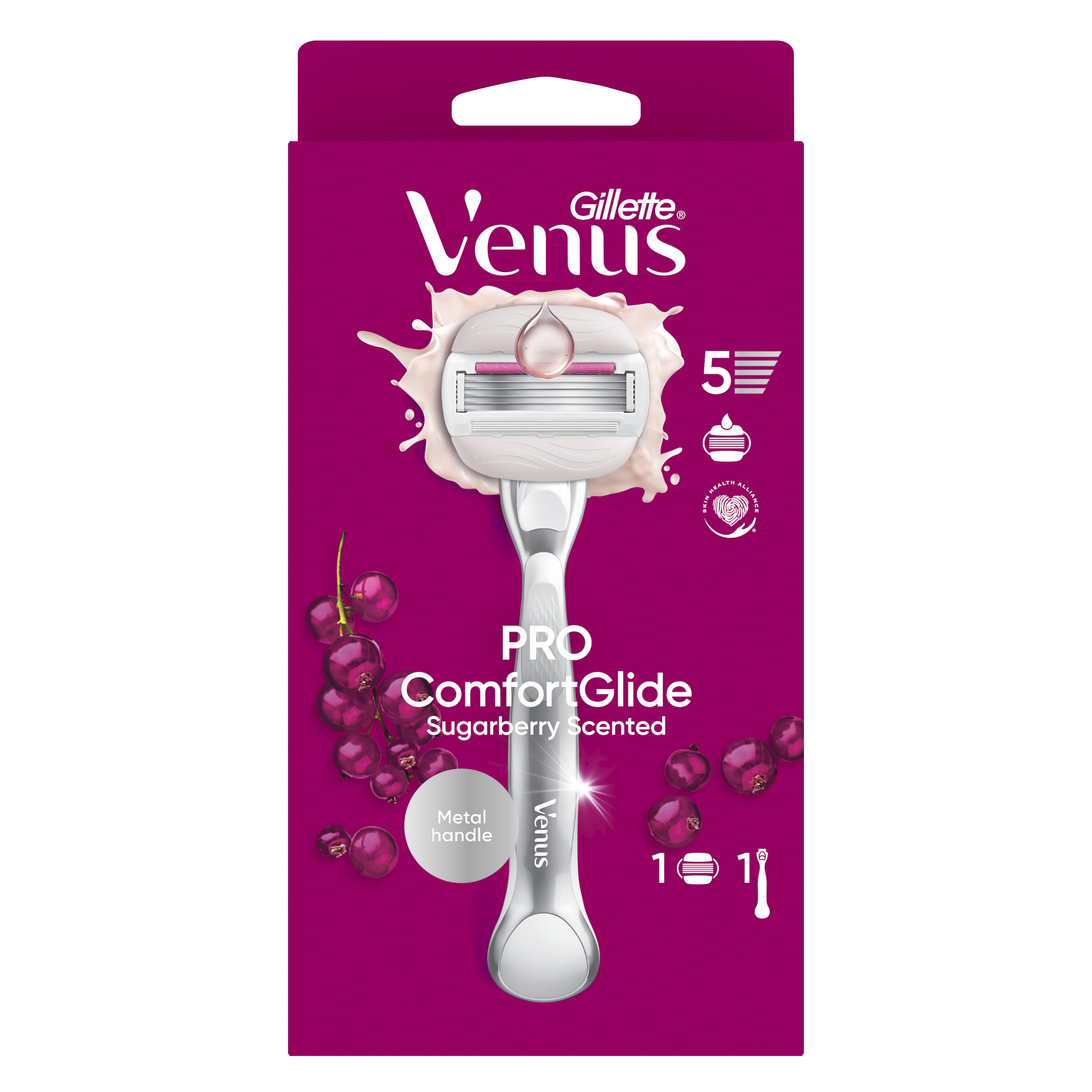 Gillette Venus Pro Comfortglide O Zapachu Słodkich Jagód, Maszynka Do Golenia, 1 Wkład Wymienny