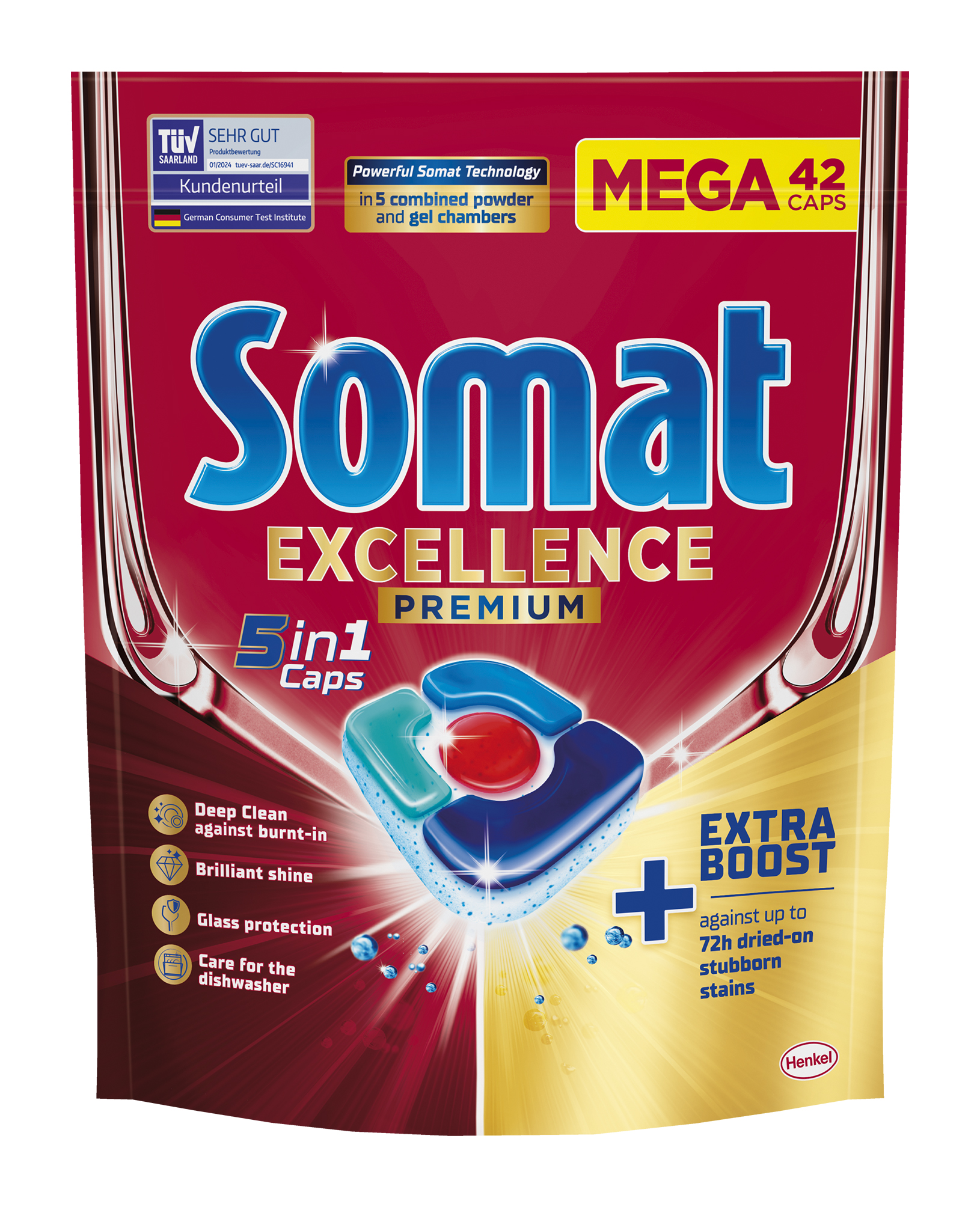 Somat Excellence Premium 5 W 1 Caps Kapsułki Do Mycia Naczyń W Zmywarkach 819 G (42 Sztuki)