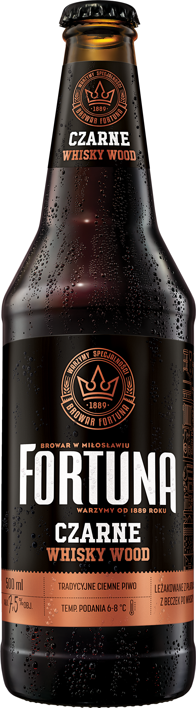 Fortuna Czarne Whisky Wood 500 Ml Butelka Zwrotna