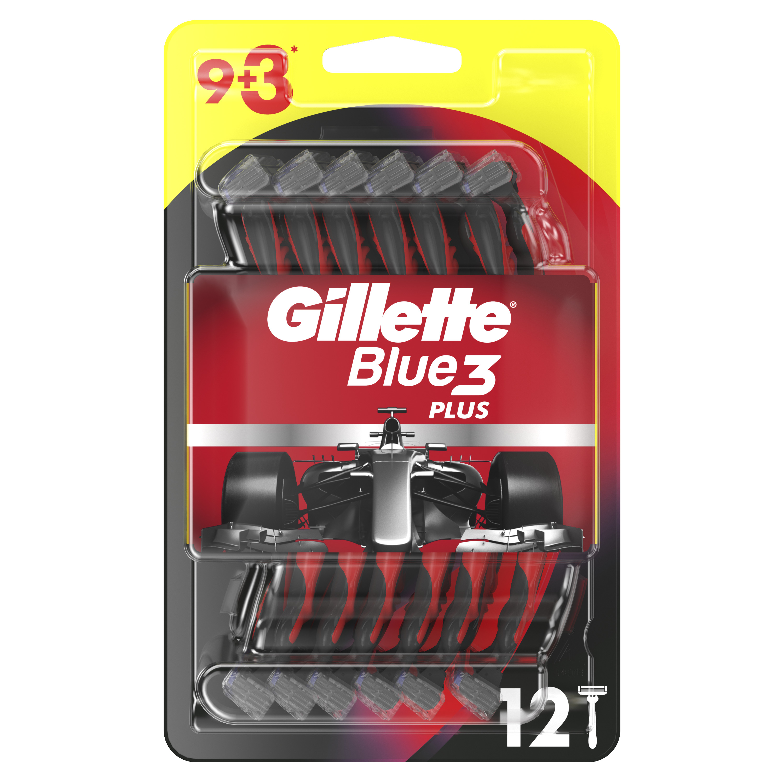 Gillette Blue3 Plus Red, Maszynki Jednorazowe Dla Mężczyzn, 12 Sztuk