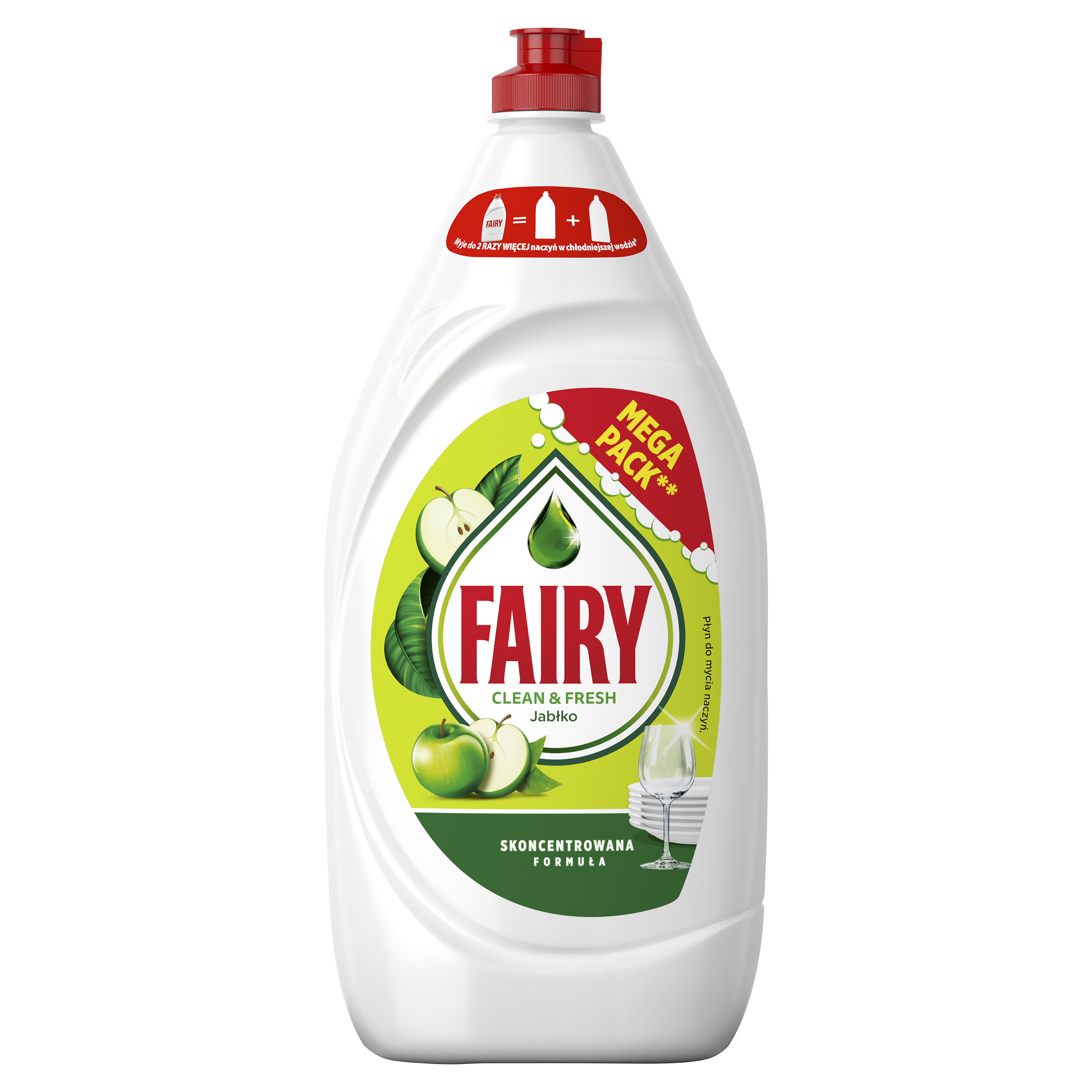 Fairy Clean & Fresh Jabłko Płyn Do Mycia Naczyń Zapewniający Lśniąco Czyste Naczynia 1350Ml