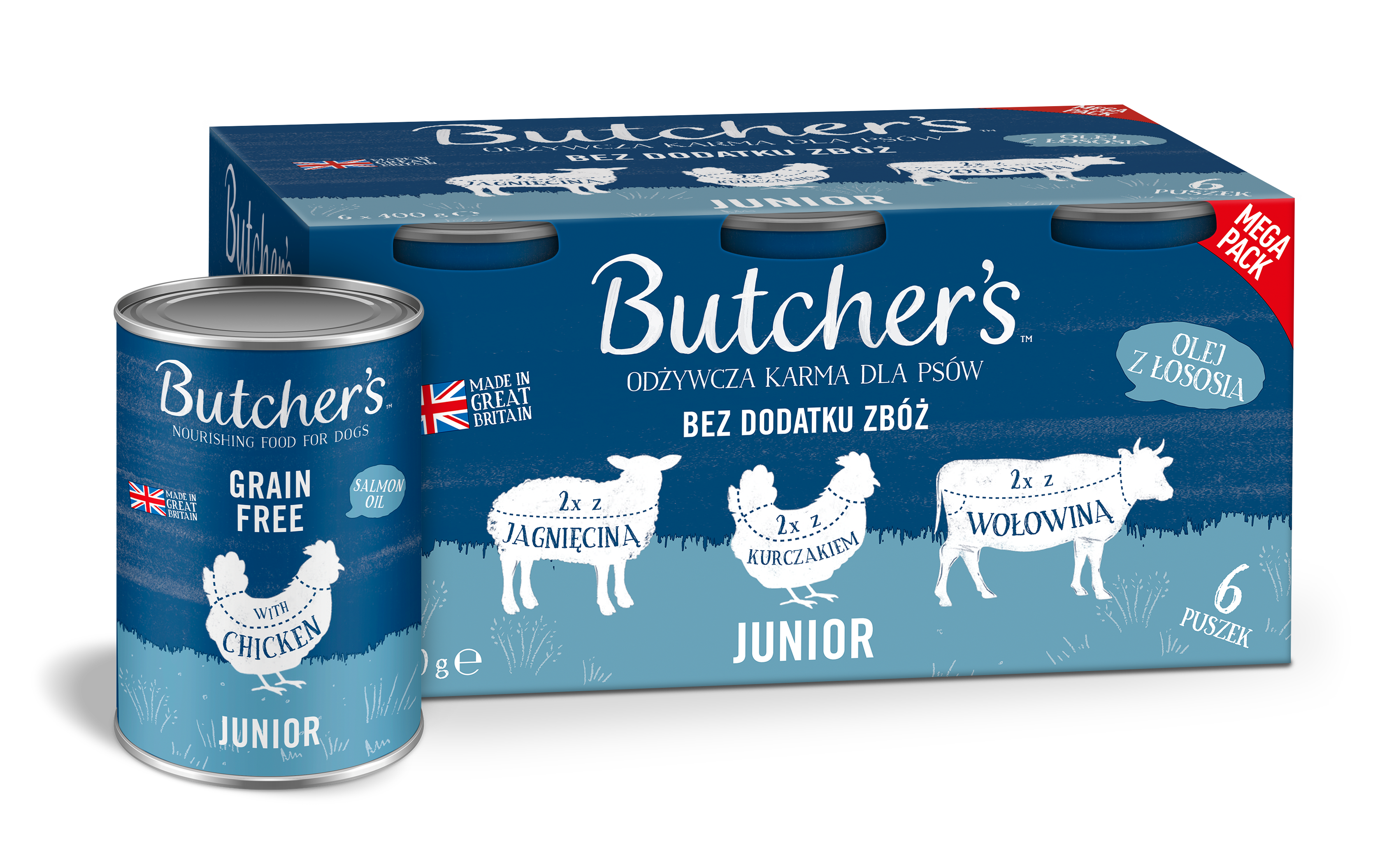 Butcher'S Original Megapack Junior, Karma Dla Szczeniaka, Mix Smaków, Kawałki W Galaretce, 6X400 G