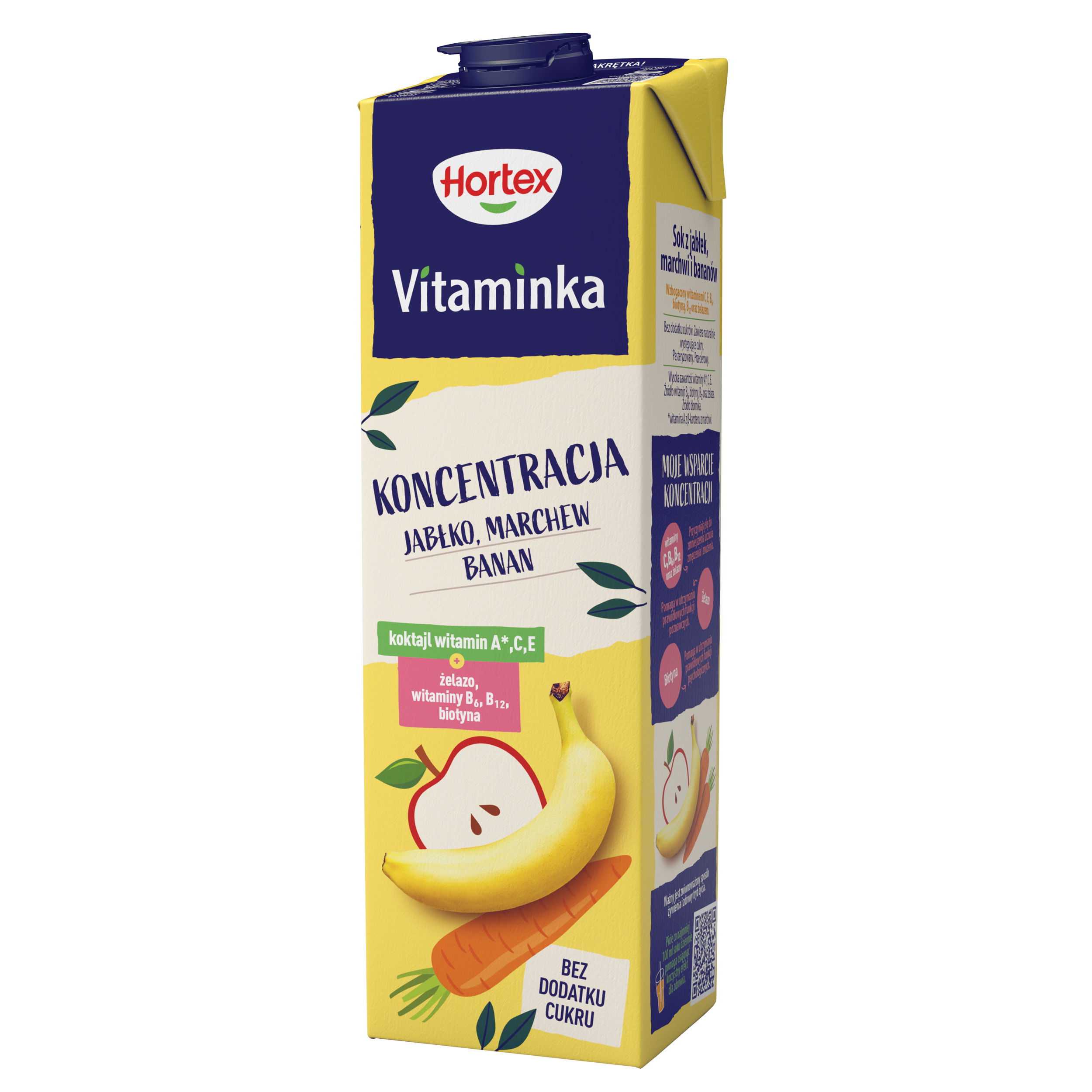 Hortex Vitaminka Koncentracja Jabłko, Marchew, Banan Sok Karton 1L