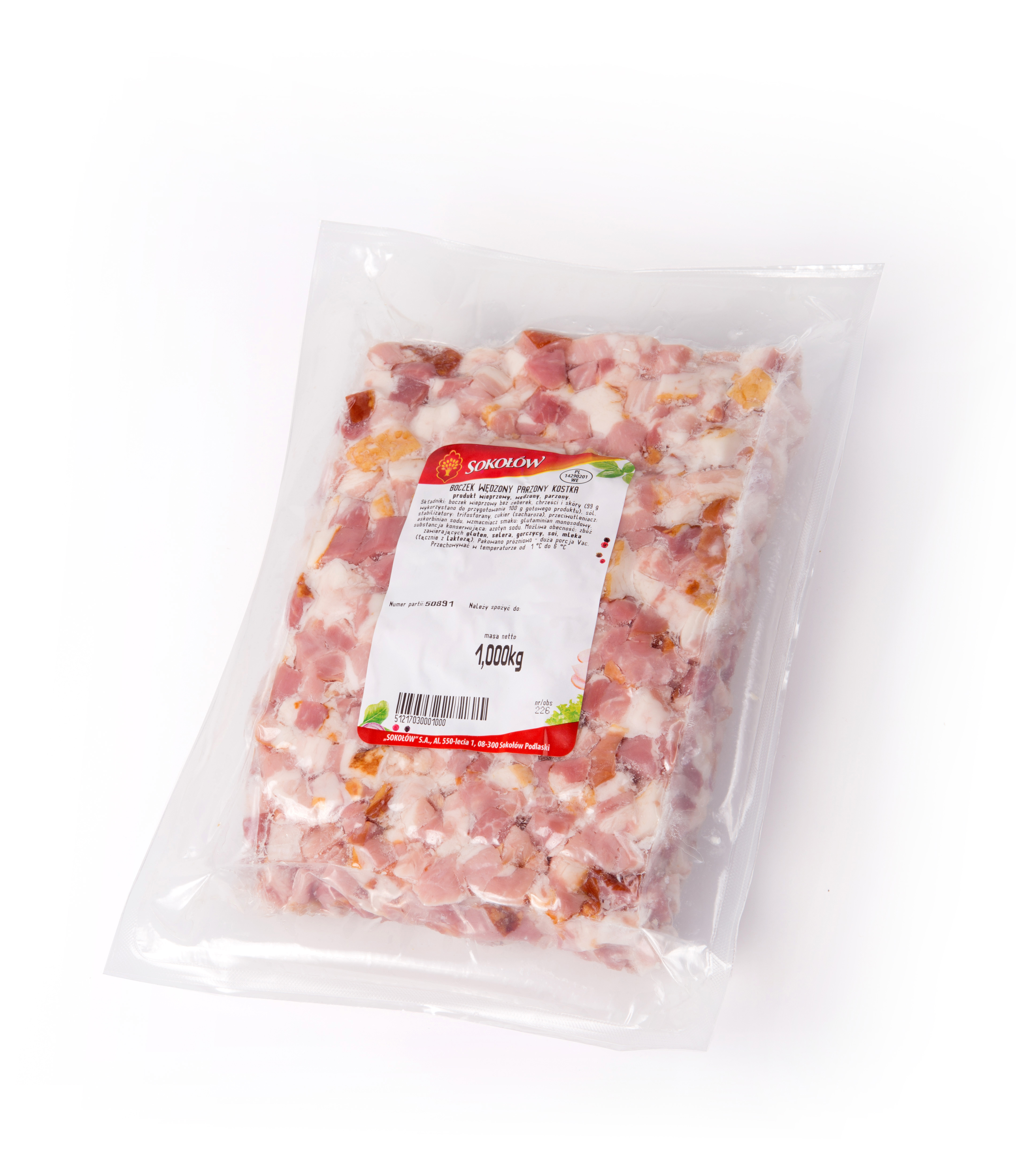 Boczek Wędzony Parzony Kostka 1 Kg Sokołów