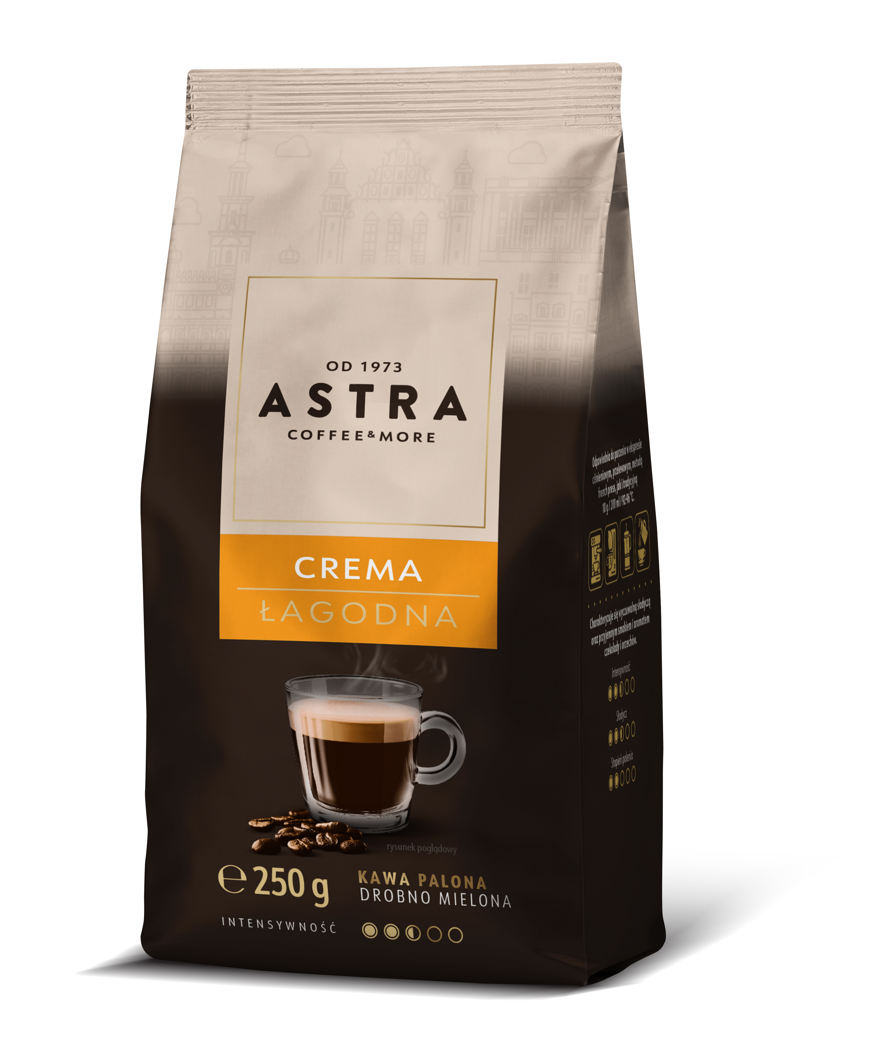 Astra Kawa Łagodna Crema 250G Drobno Mielona