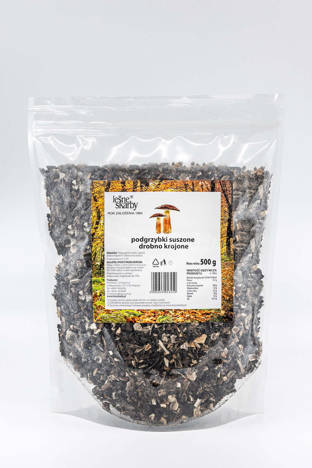 Podgrzybki Suszone Drobno Krojone 500G Leśne Skarby