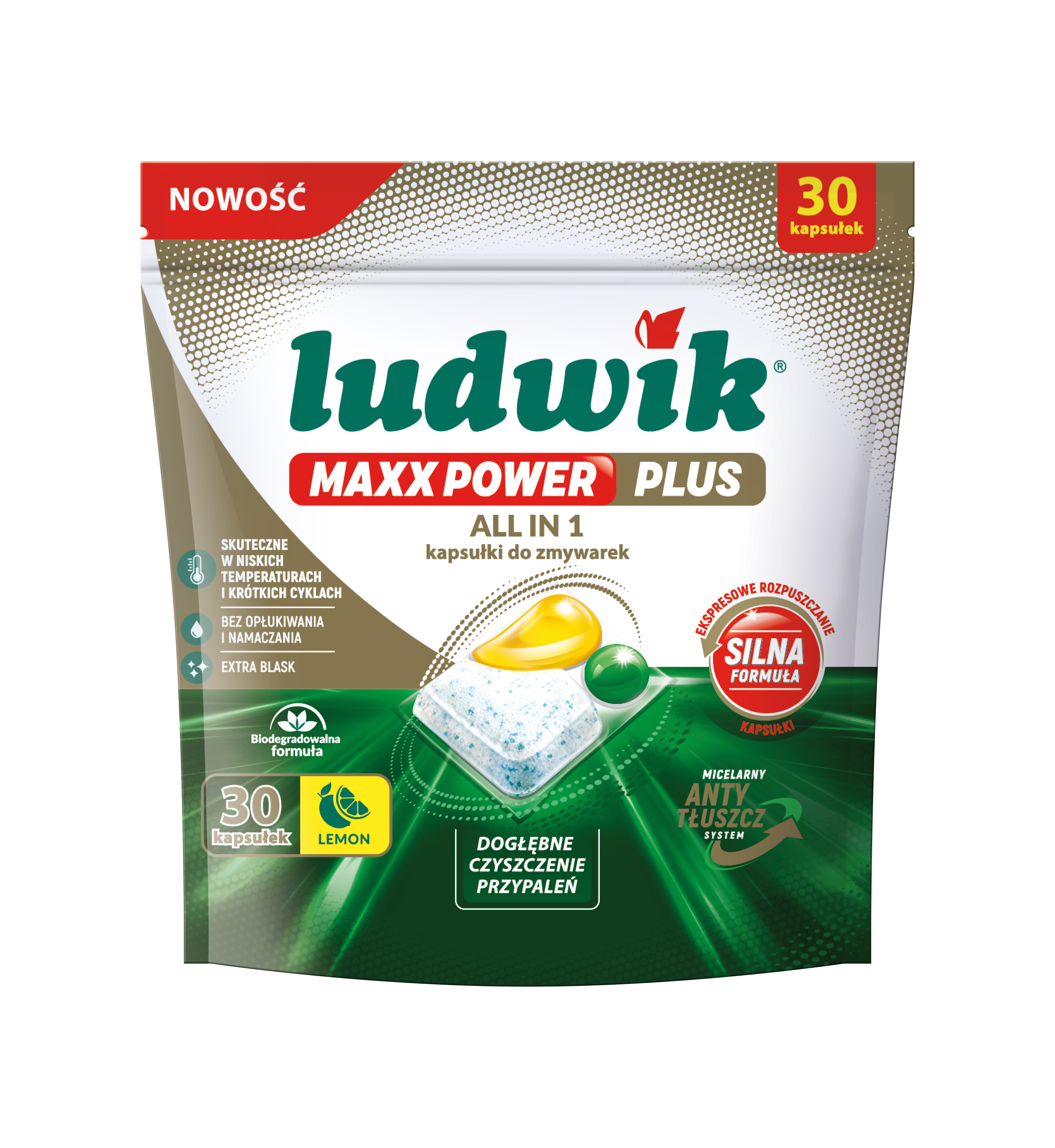 Ludwik Maxx Power Plus Kapsułki Do Zmywarek 30 Szt. Lemon
