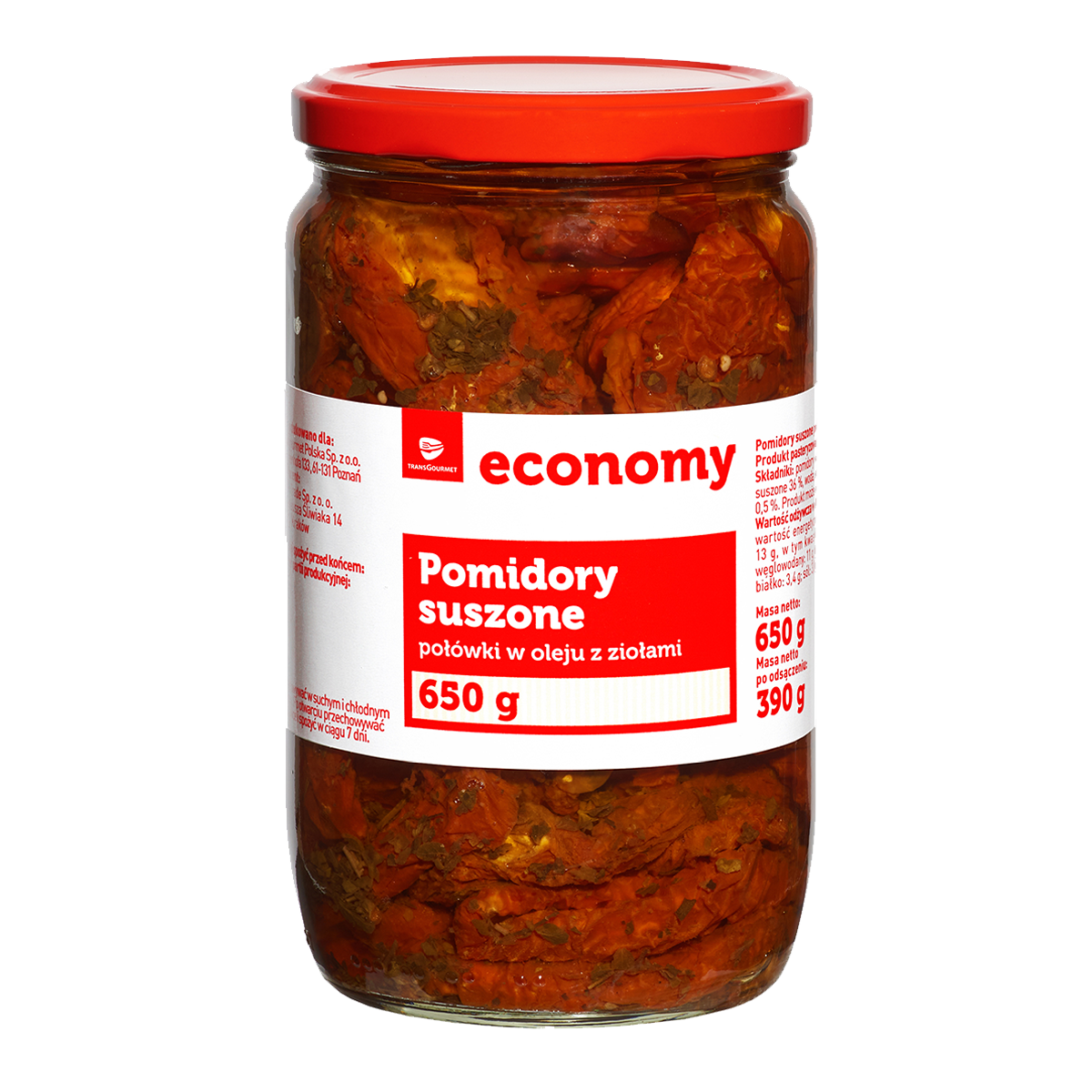 Tge Pomidory Suszone Połówki W Oleju Z Ziołami 650G