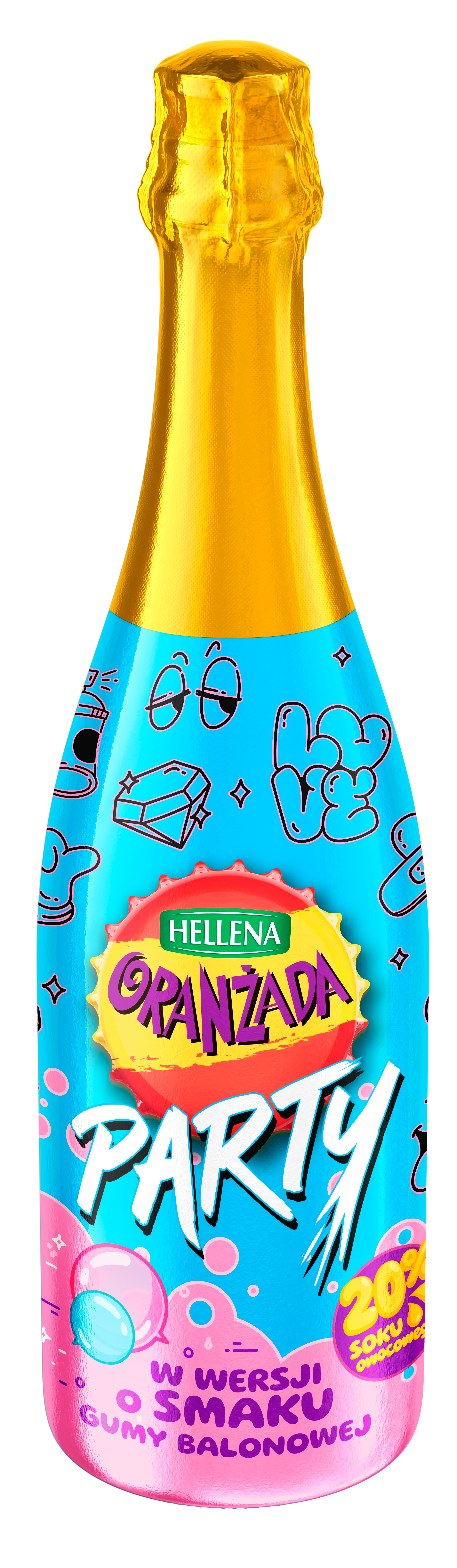 Oranżada Hellena Party O Smaku Gumy Balonowej 20% Soku 0,75L