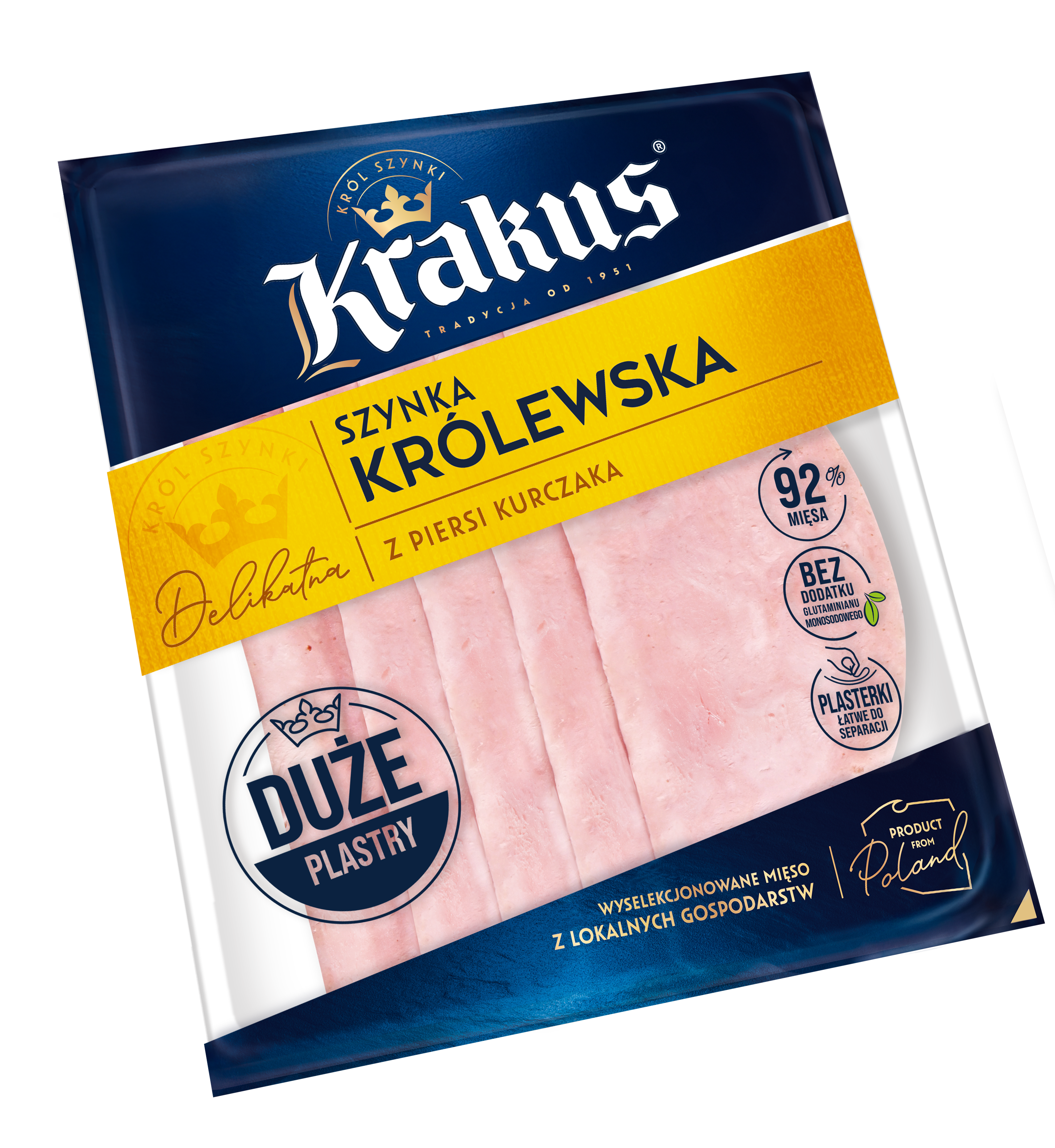 Szynka Królewska Drobiowa Plastry 120 G Krakus