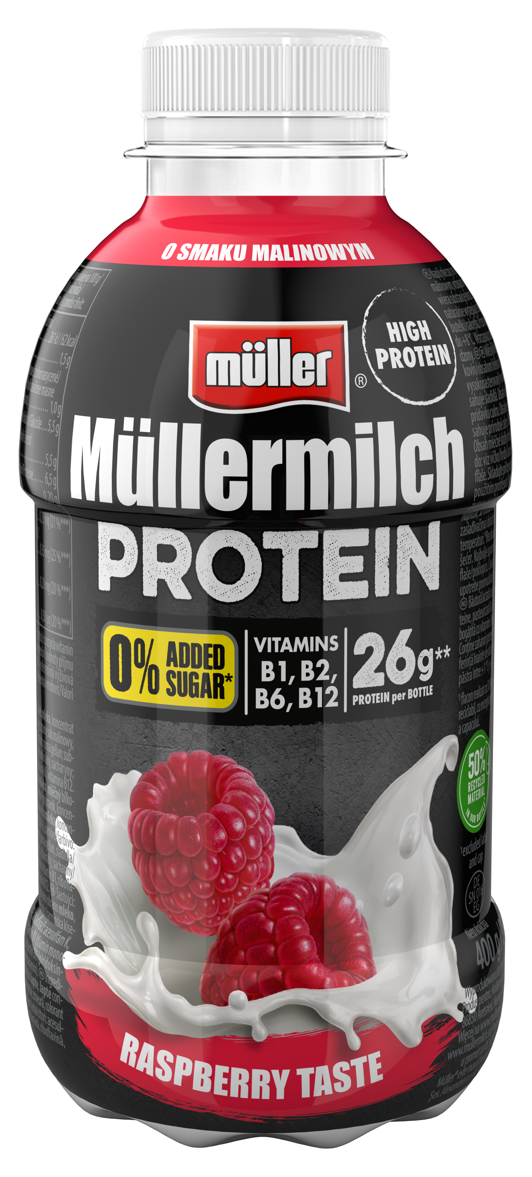 Müllermilch Protein Zero Napój Mleczny Malina 400G