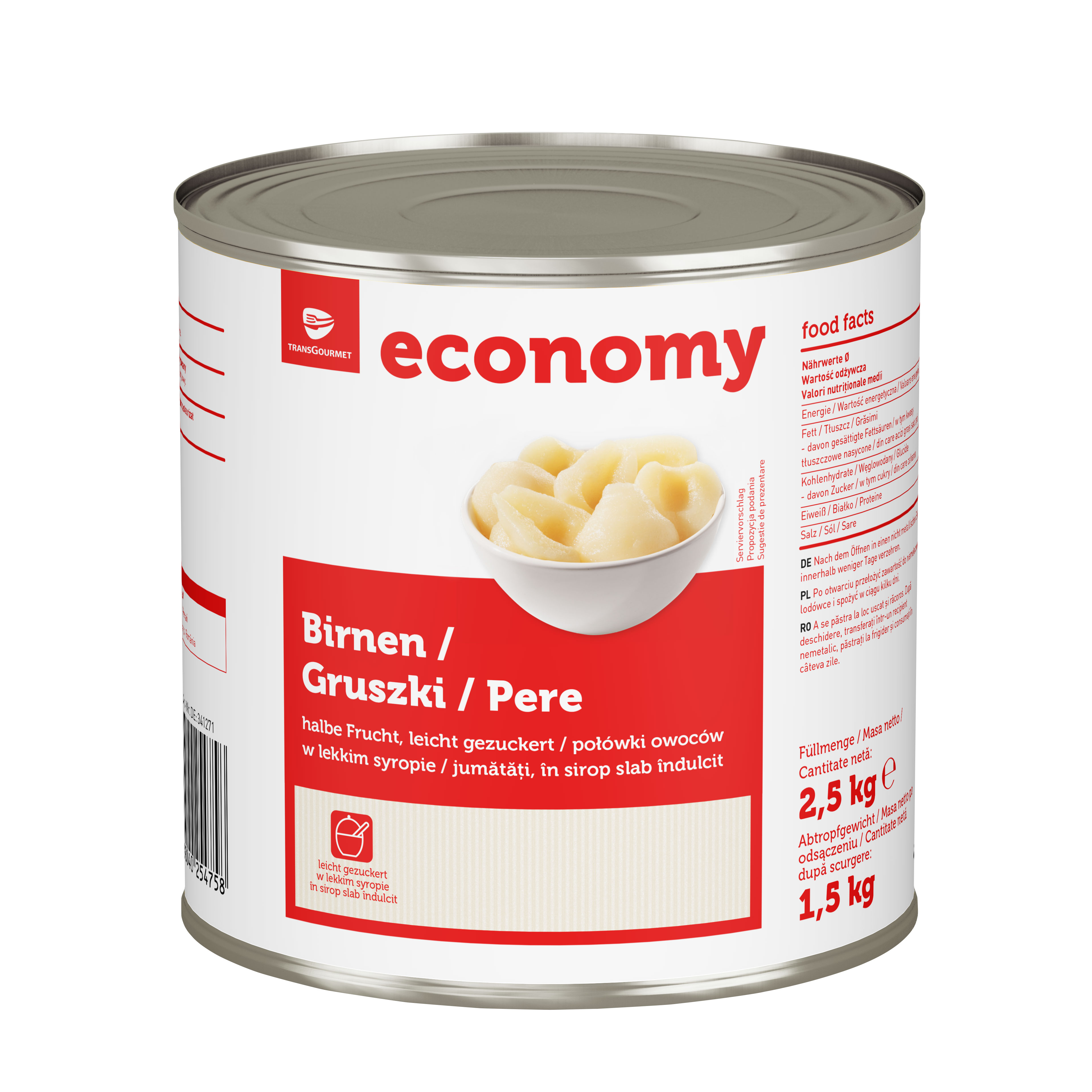 Tge Gruszki Połówki Owoców W Lekkim Syropie 2500G
