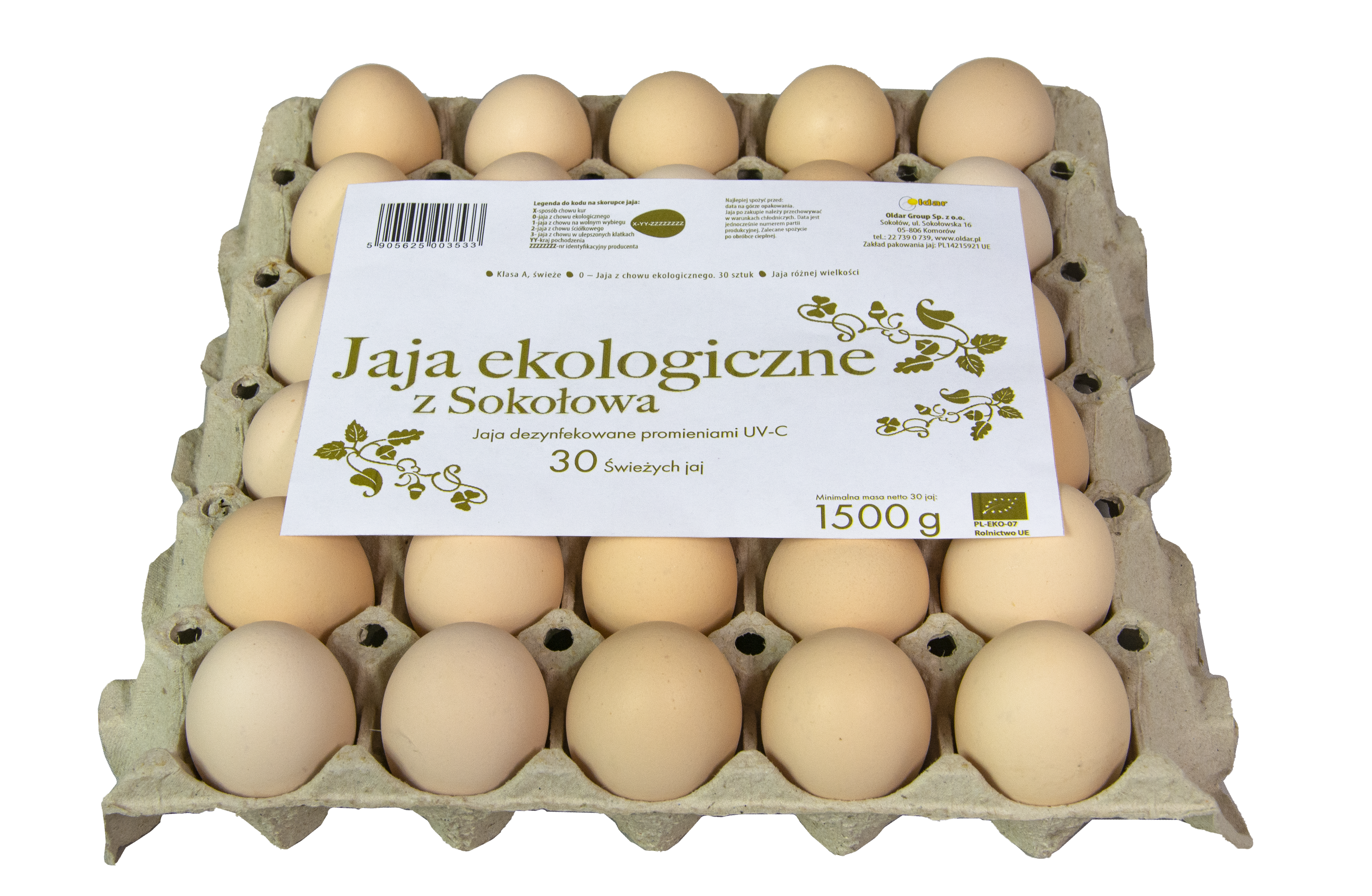 Jaja Z Sokołowa Z Chowu Ekologicznego, Jaja Różnej Wielkości 30 Szt. Dezynfekowane Promieniami Uv-C