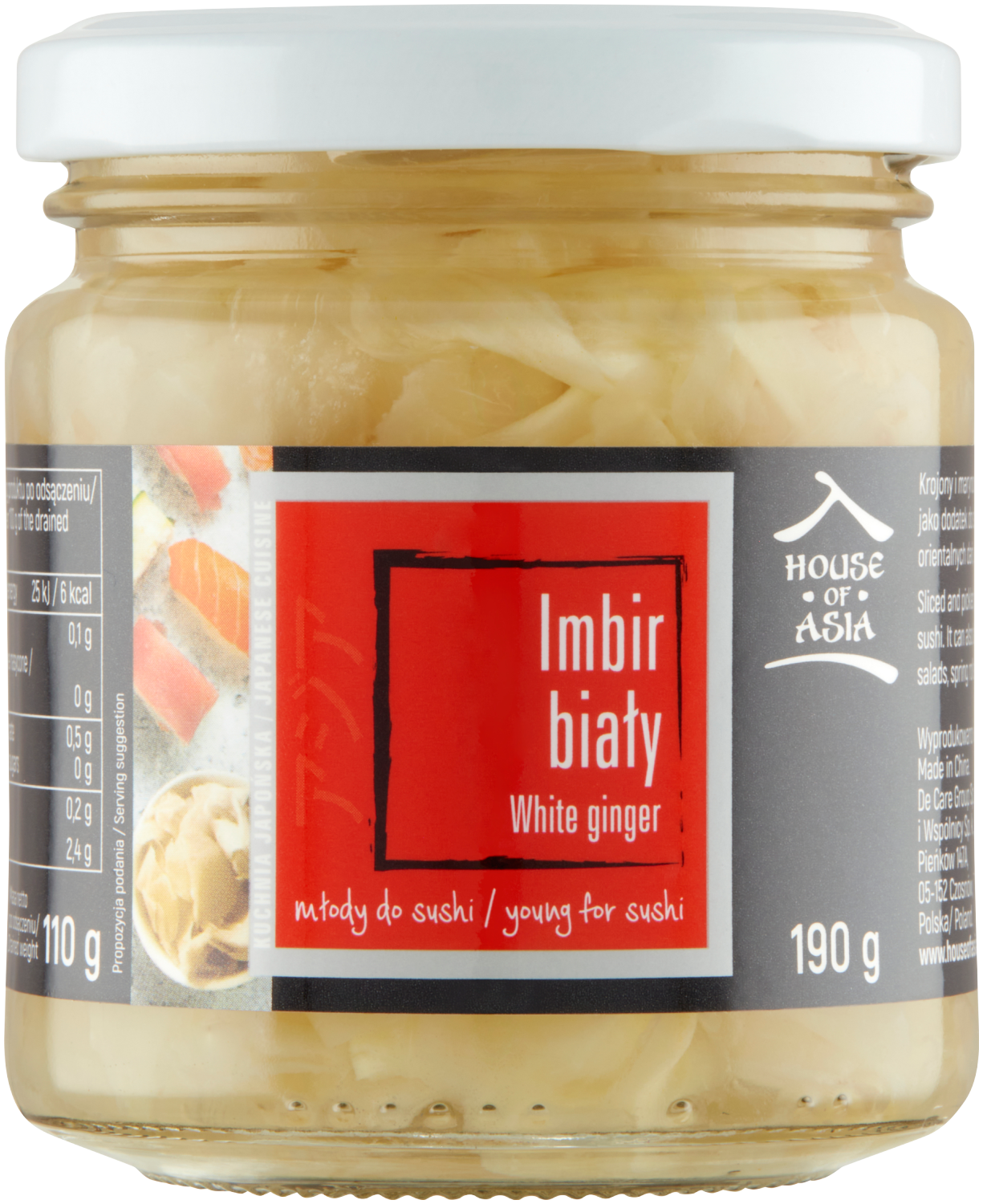 House Of Asia Imbir Do Sushi Biały 190G