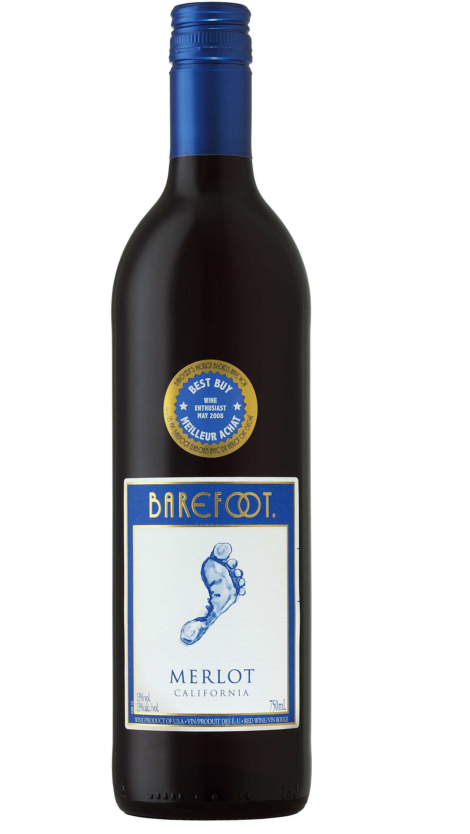 Wino Czerwone Półwytrawne Barefoot Merlot 13,5 % 750Ml