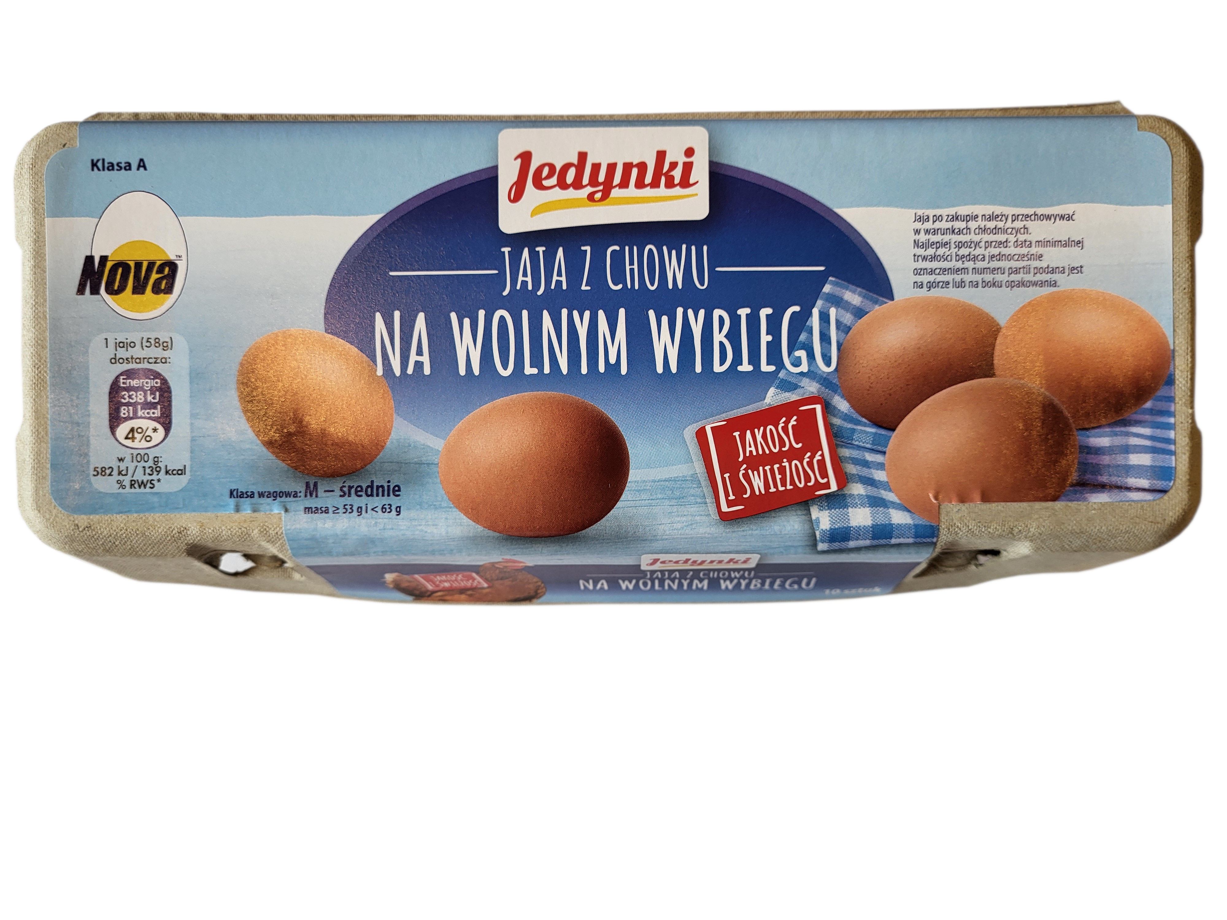 Nova - Jaja Z Wolnego Wybiegu Klasa Wagowa M, 10 Sztuk