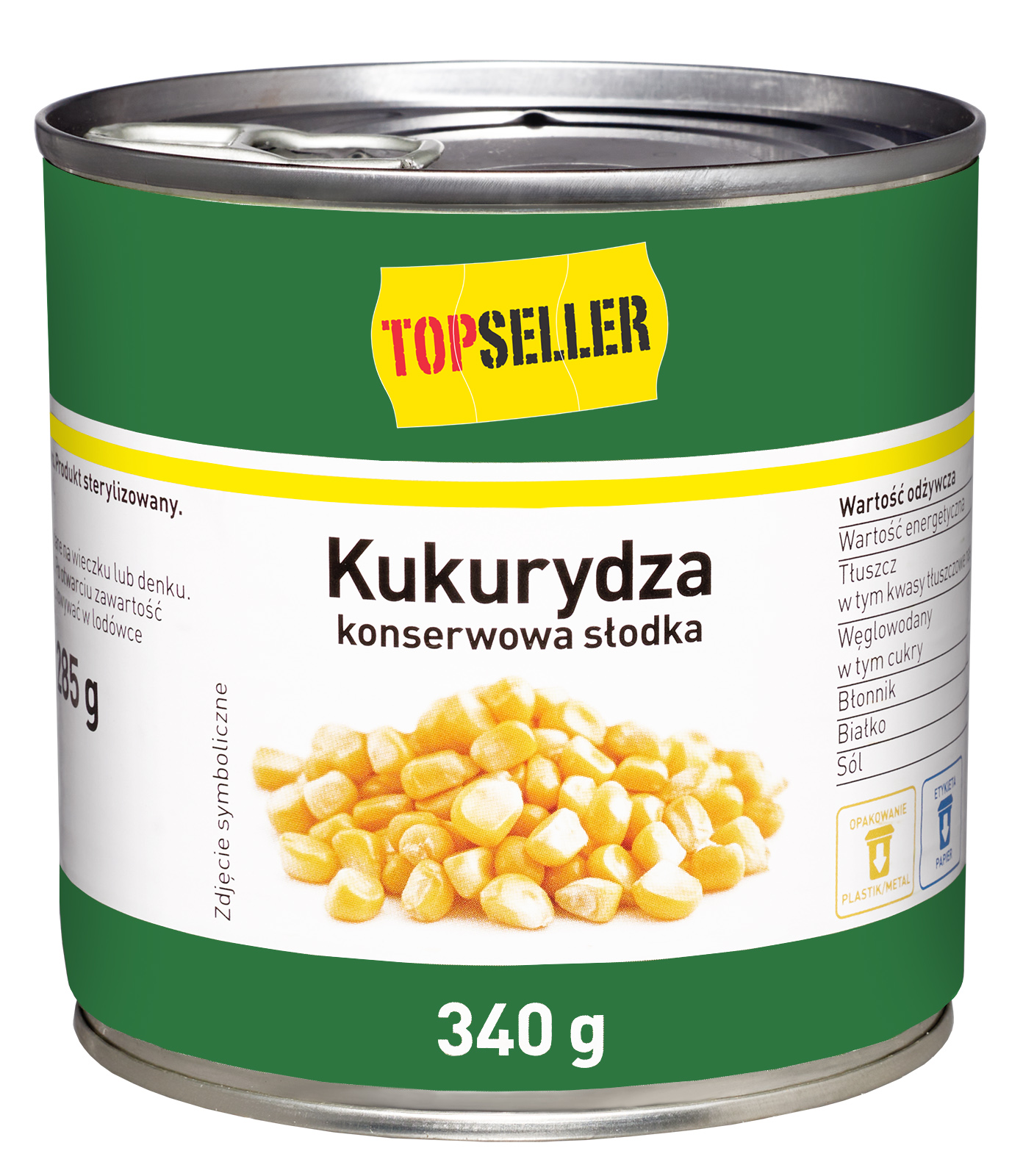 Topseller Kukurydza Konserwowa Słodka 340 G