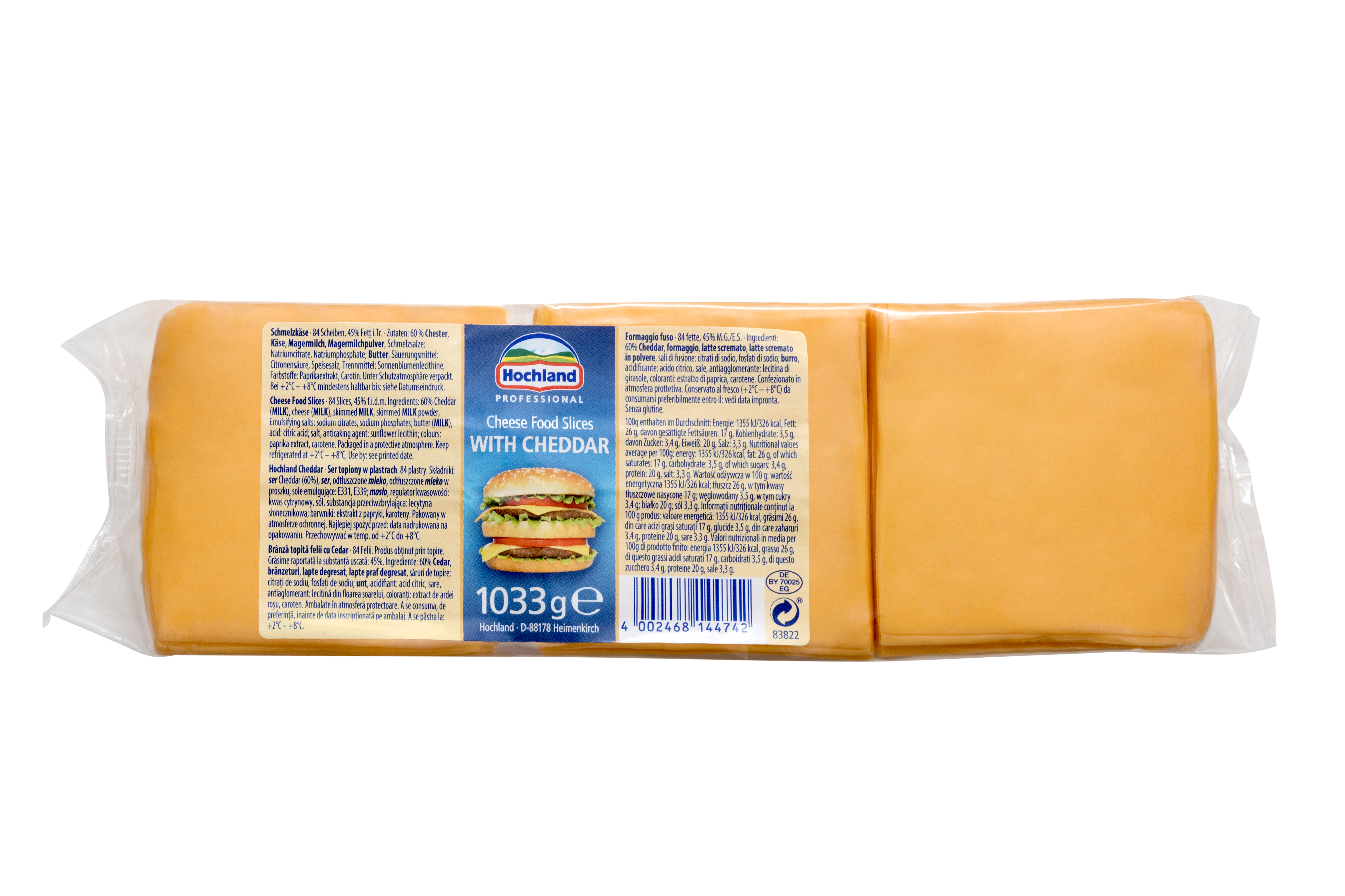Hochland Cheddar. Ser Topiony W Plastrach 1033 G