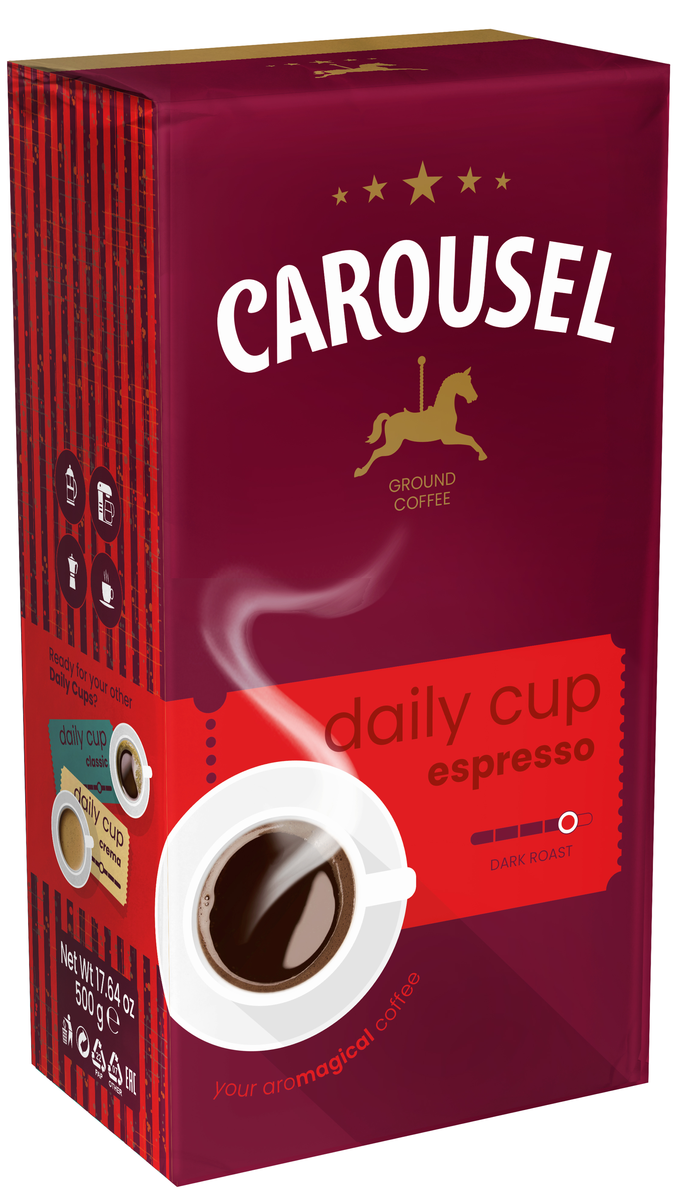 Carousel Coffee Carousel Daily Cup Espresso Ground 500G