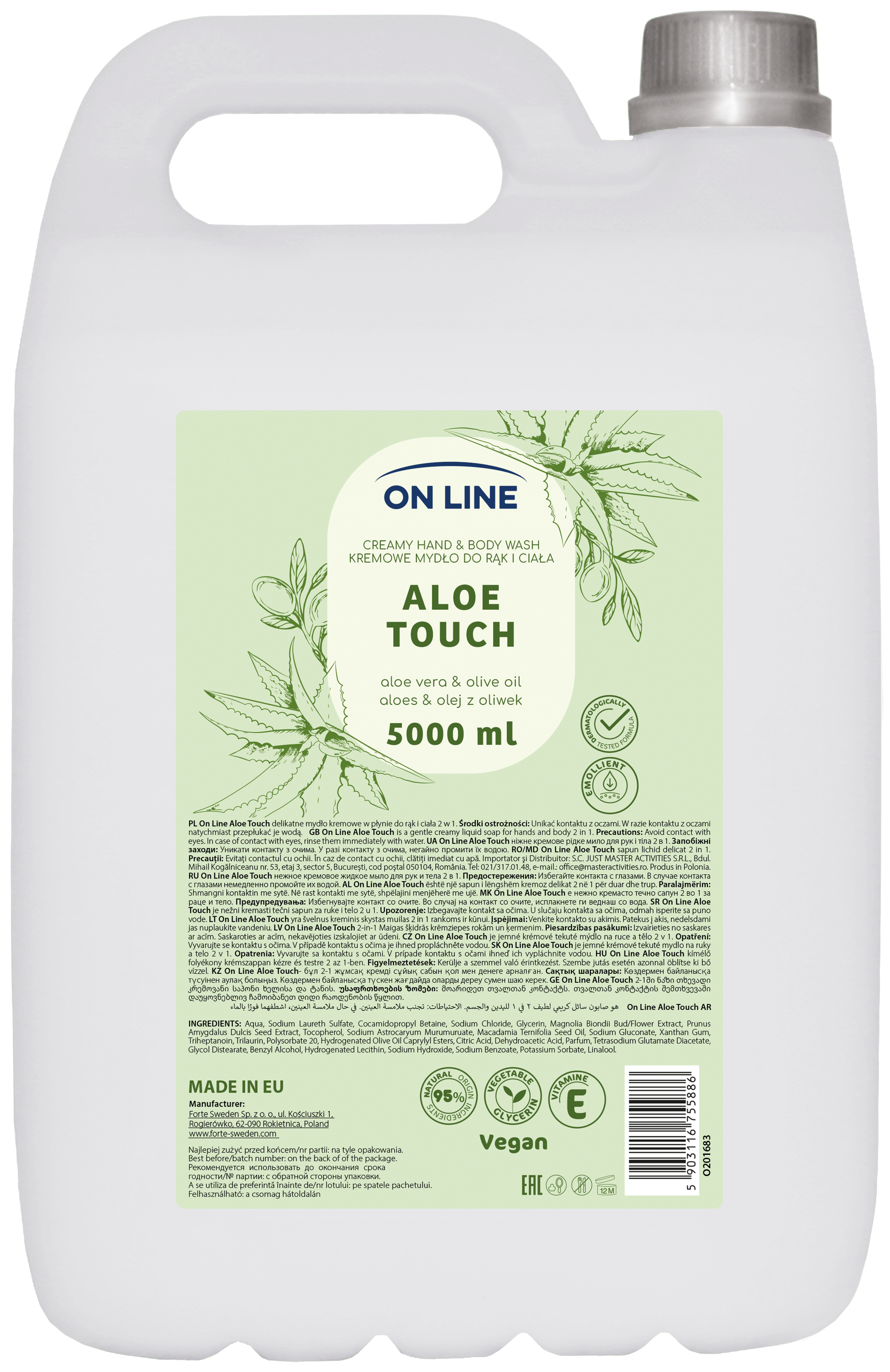 On Line Kremowe Mydło Do Rąk I Ciała 2W1 Aloe Touch 5000Ml
