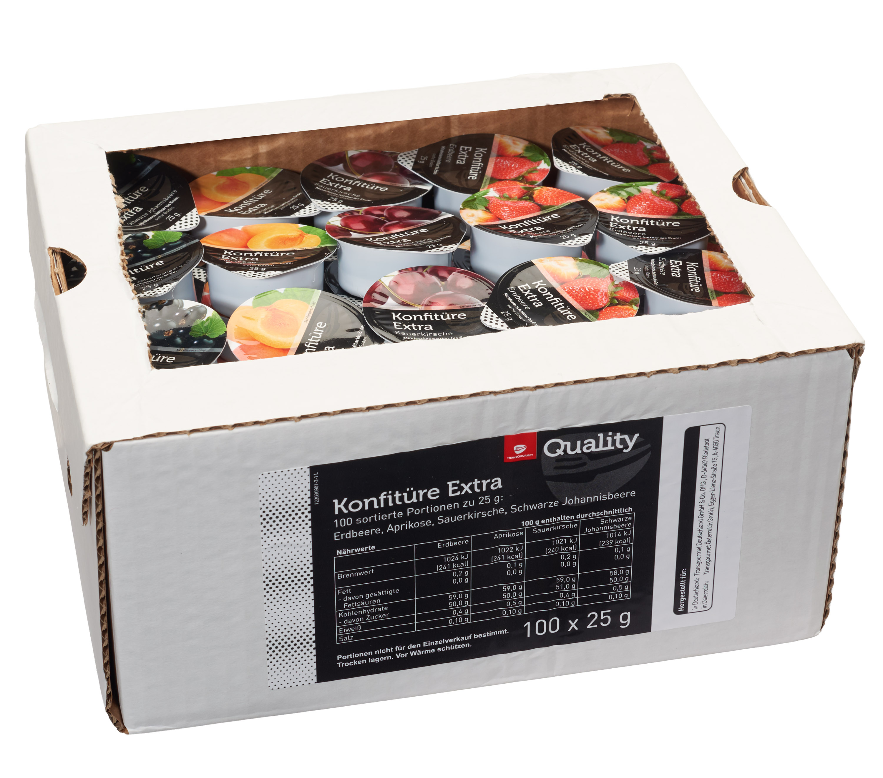 Tgq Mix Konfitur 25 G X 100 Szt. (Truskawka, Morela, Wiśnia, Czarna Porzeczka)