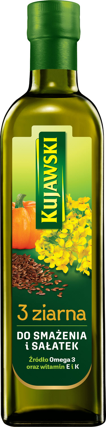 Kujawski 3 Ziarna Olej Z Rzepaku Lnu I Pestek Dyni 750 Ml