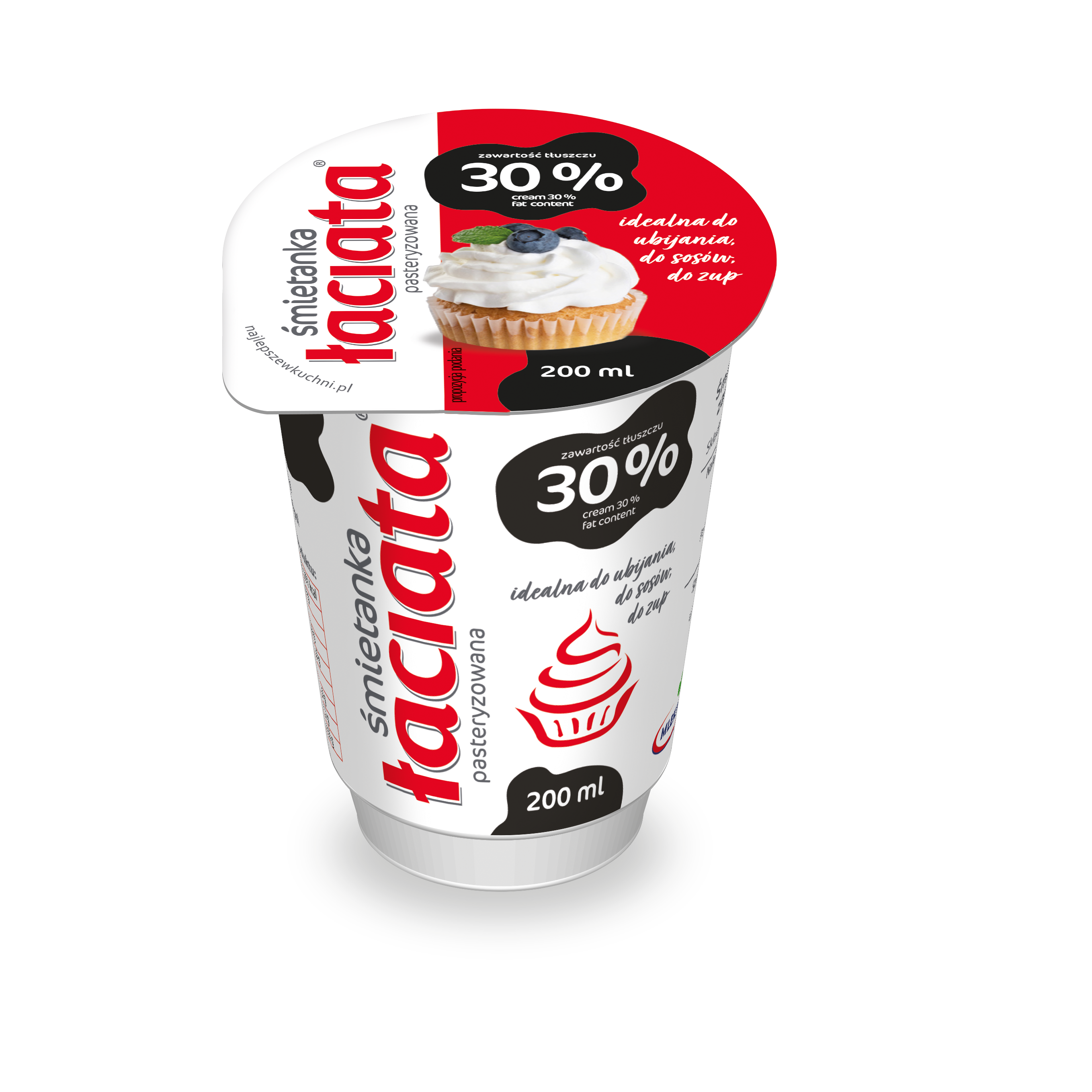 Śmietanka Łaciata 30% Pasteryzowana Kubek 200Ml