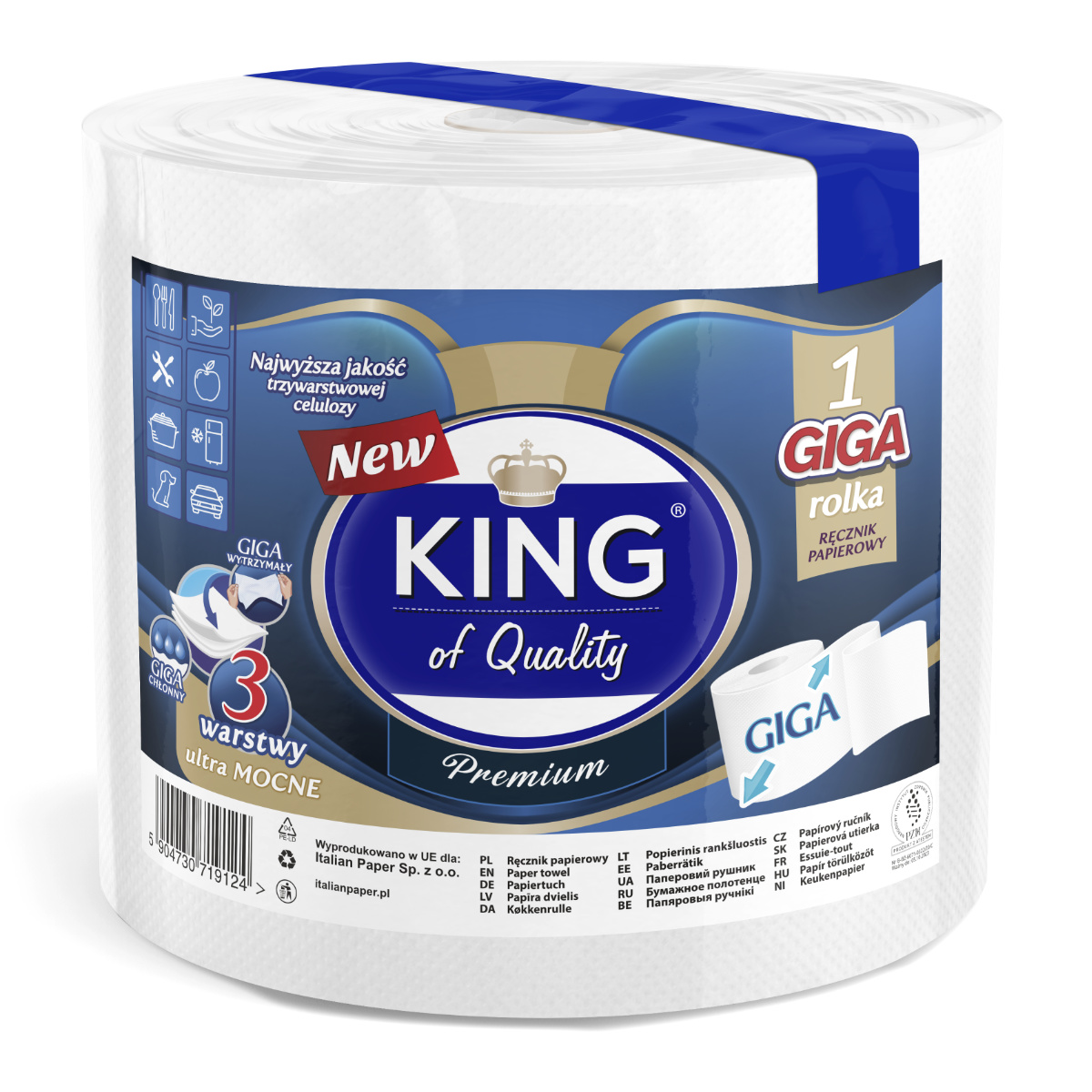 King Of Quality Ręcznik Papierowy Premium 500 Listków 3-Warstwowy