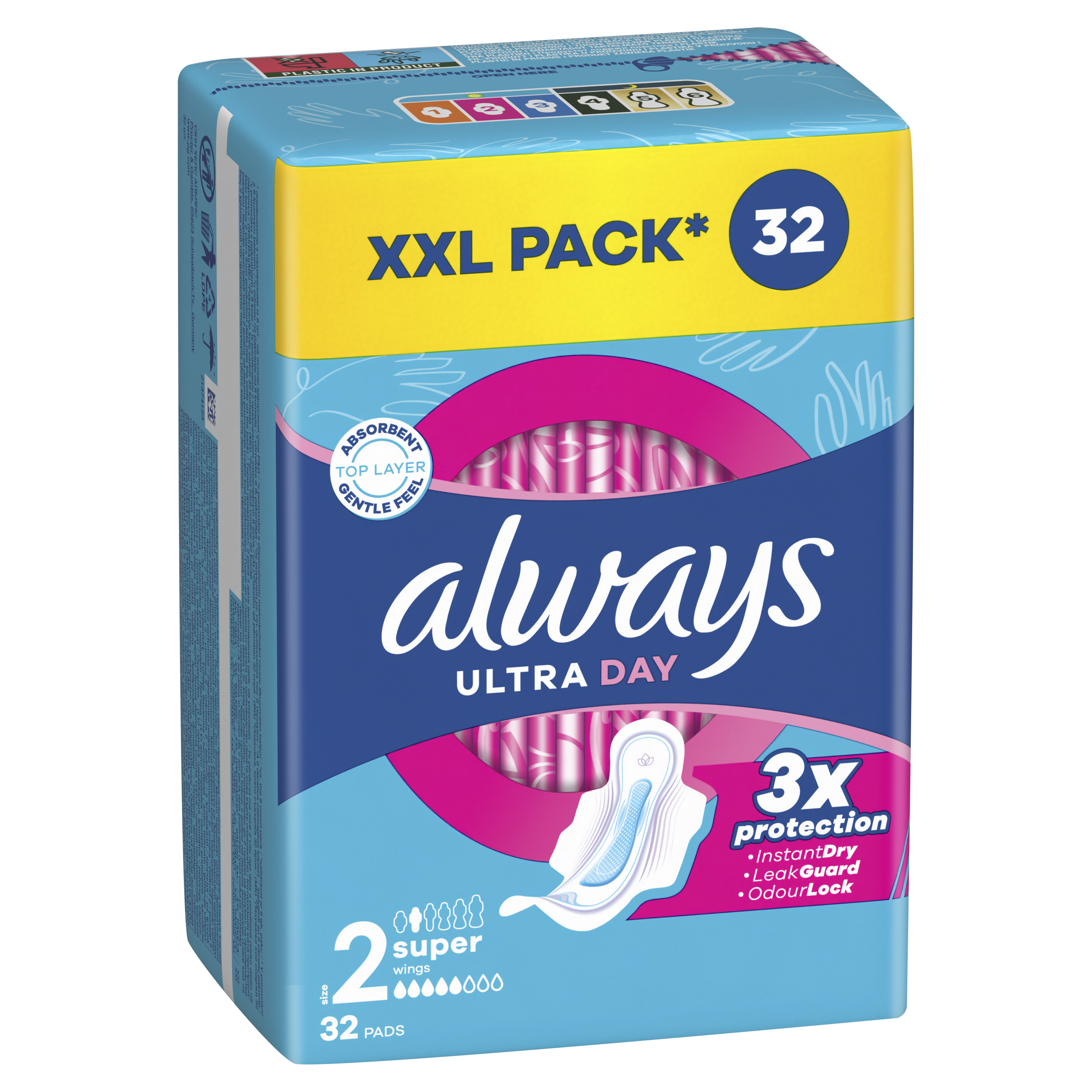 Always Podpaski Ultra Day Super, Podpaski Ze Skrzydełkami, 32 Sztuk
