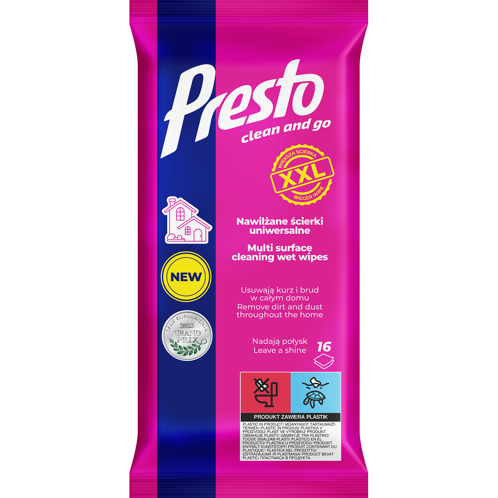 Presto Ściereczki Gospodarcze Uniwersalne Xxl 16 Szt.