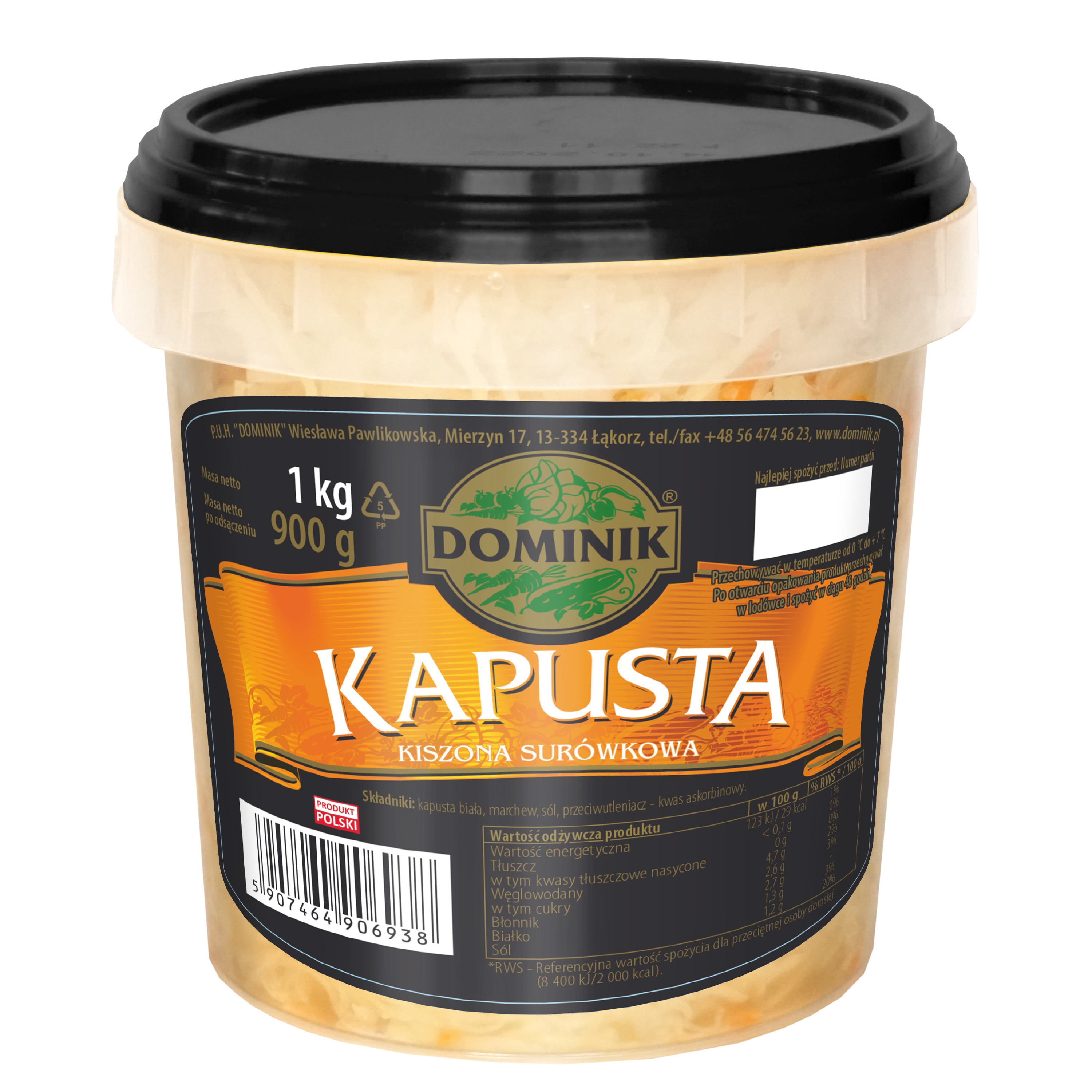 Kapusta Kiszona Surówkowa Polska 1Kg Dominik