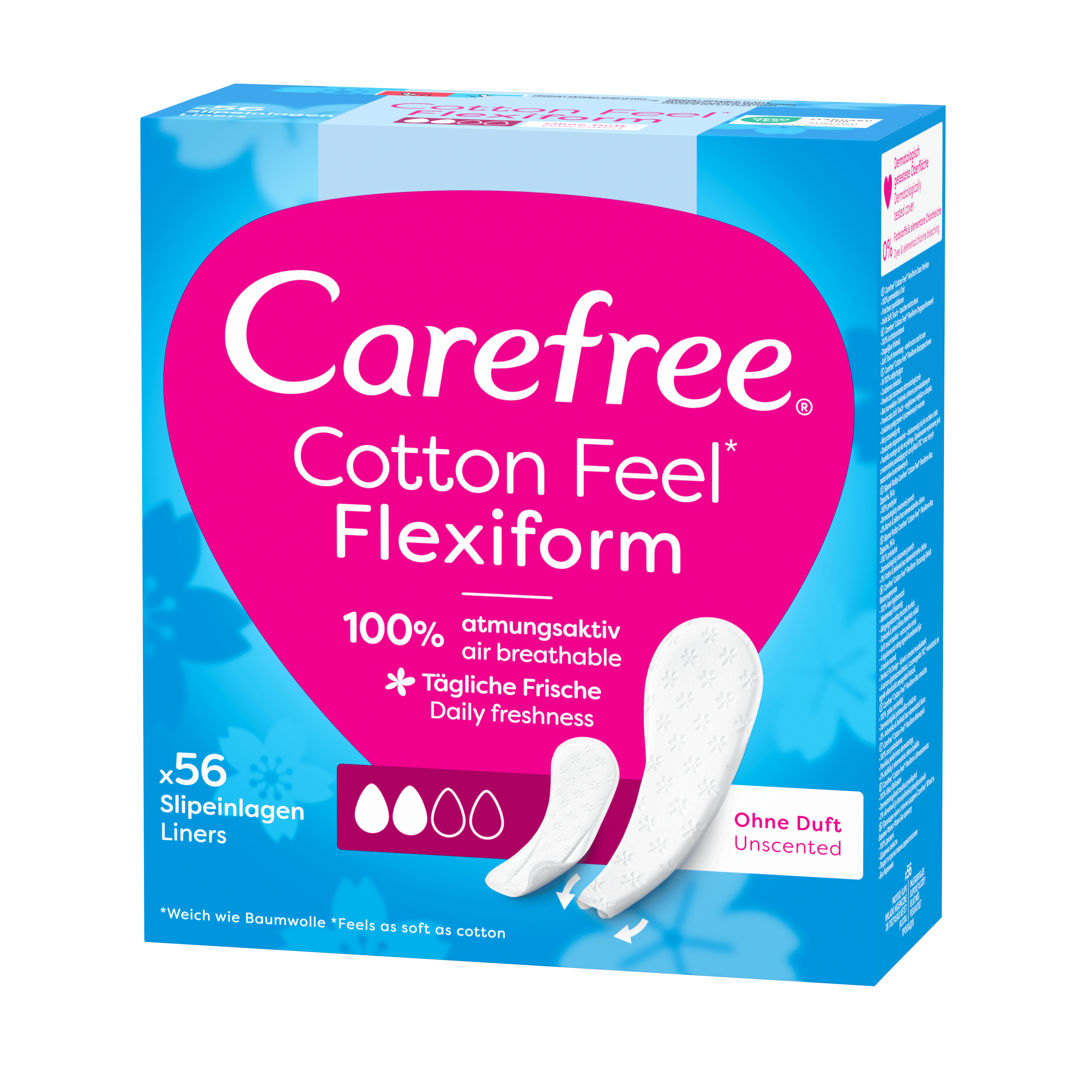 Carefree Cotton Flexiform Unscented, Wkładki Higieniczne 56 Szt.