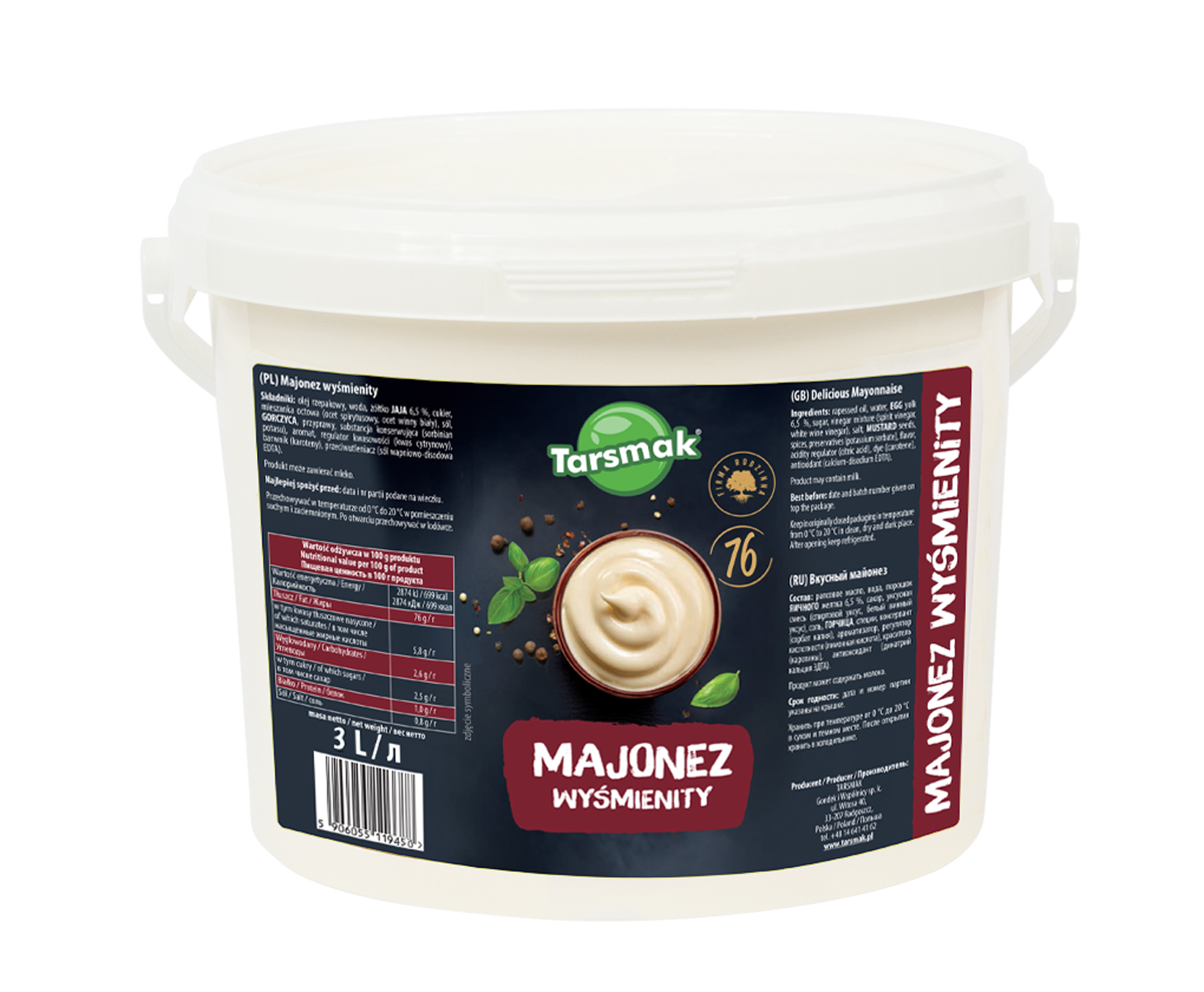 Majonez Wyśmienity 76% 3L Tarsmak
