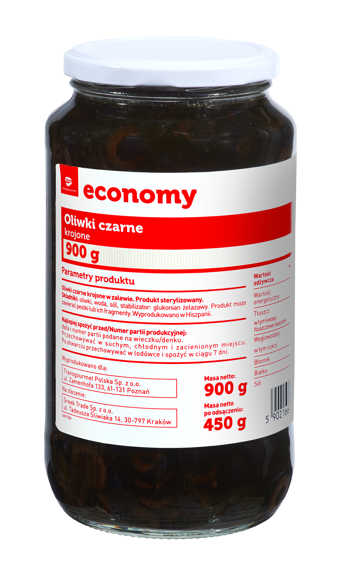 Tge Oliwki Czarne Krojone 900G