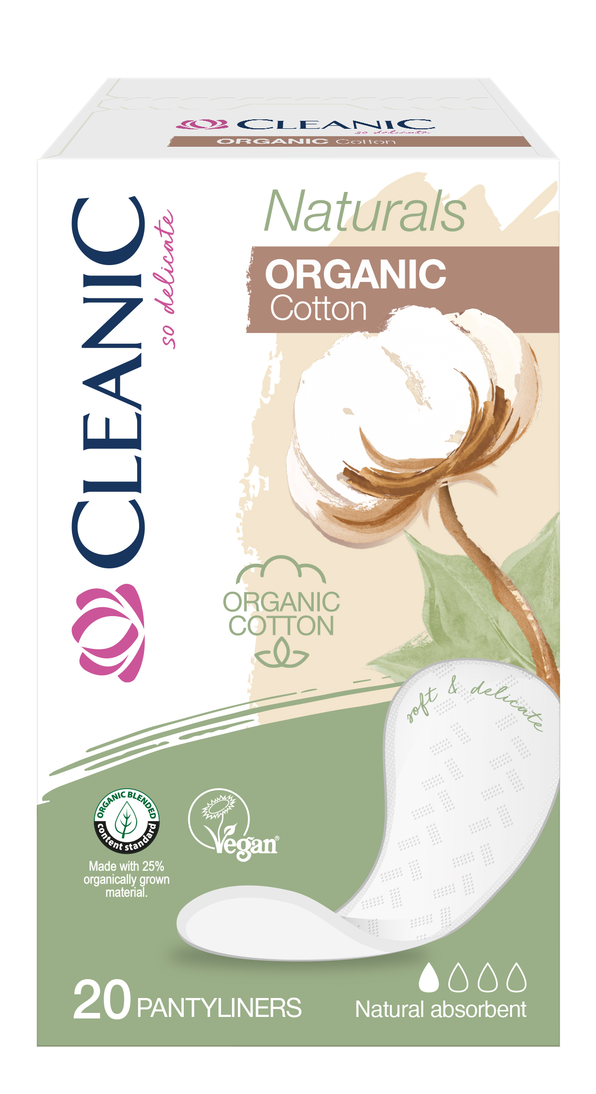 Wkładki Higeniczne Dla Kobiet Cleanic Naturals Organic Cotton 20 Sztuk
