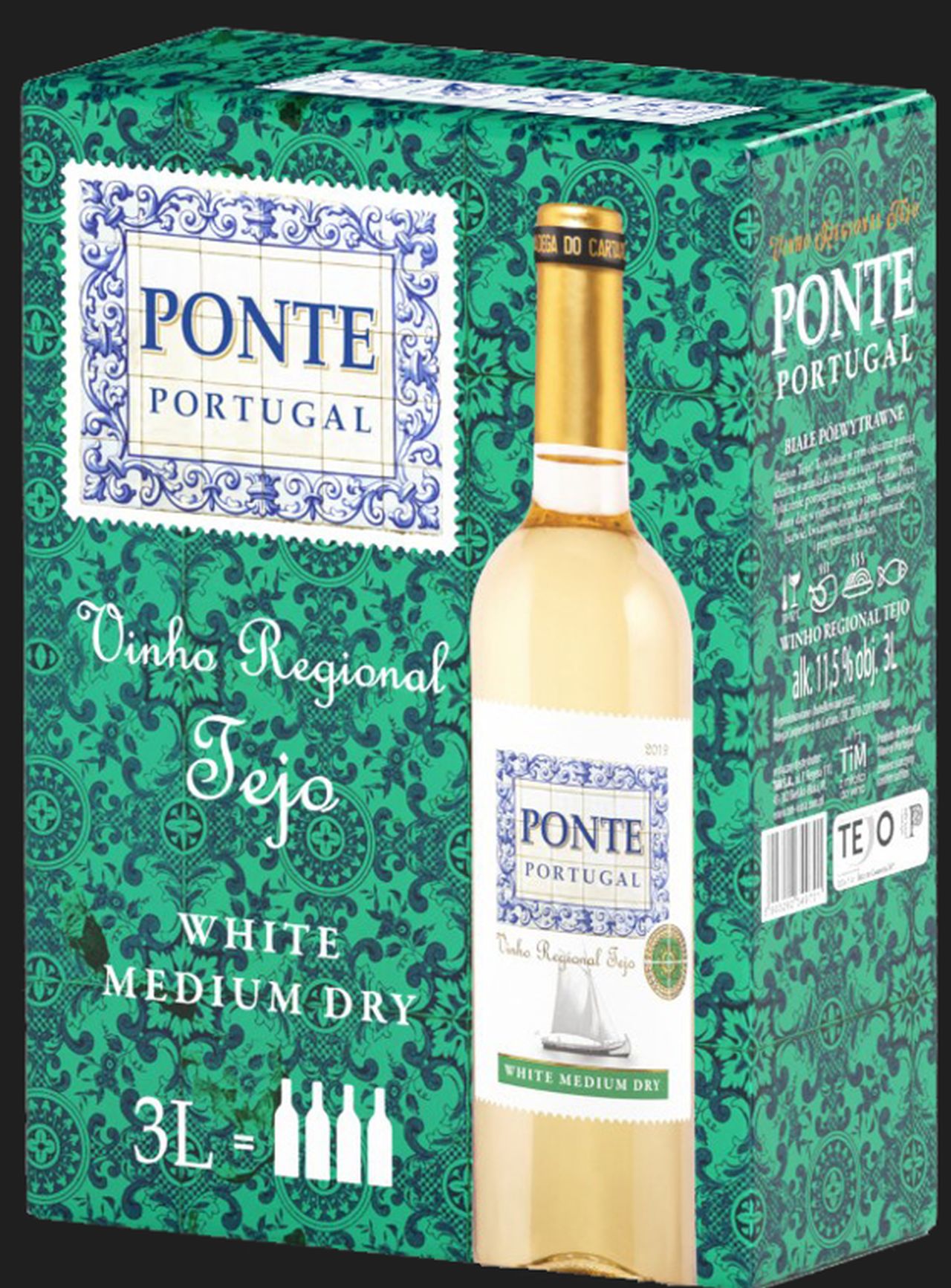 Ponte Portugal Bib Wino Białe Półwytrawne 3 Litry