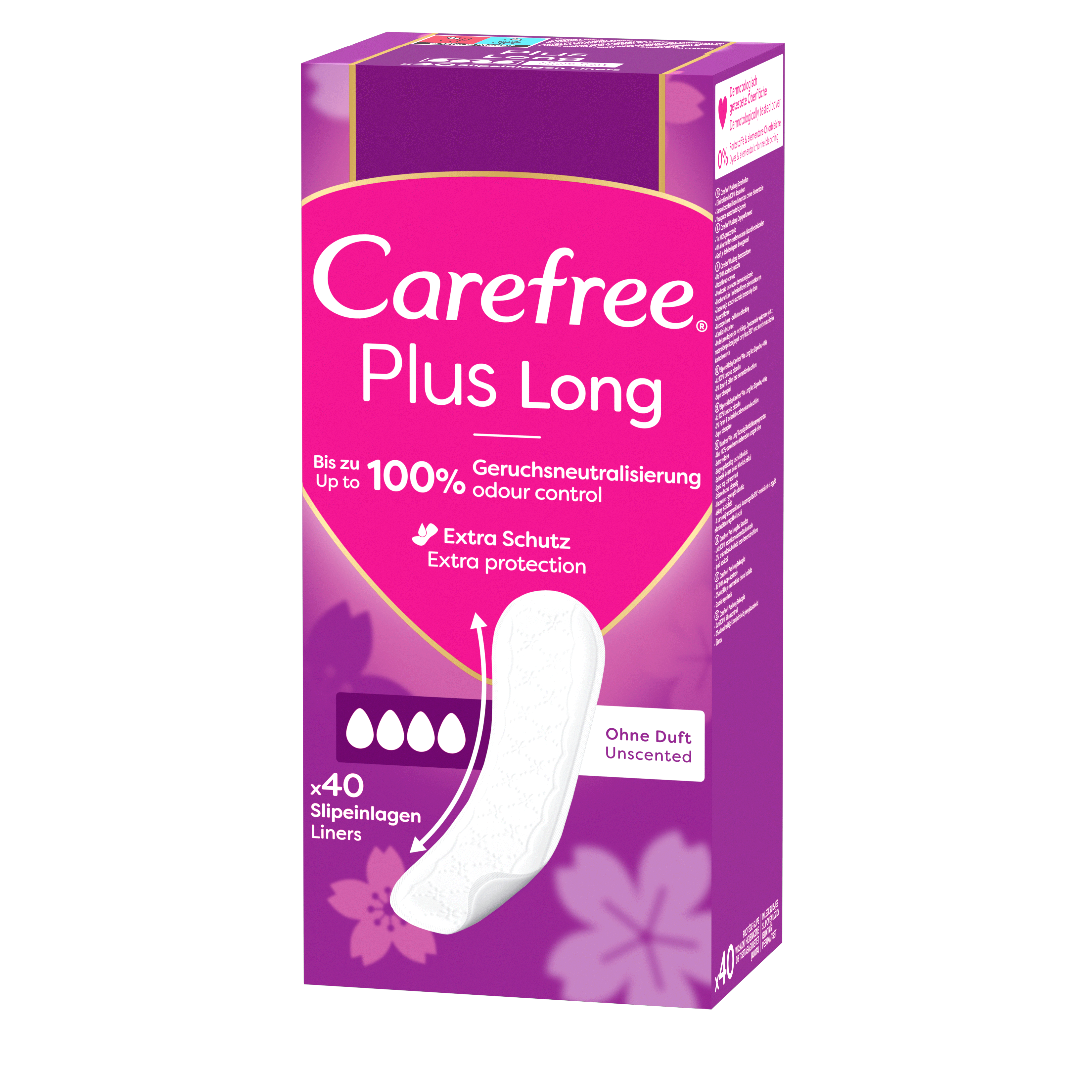 Carefree Plus Long Light Scent, Wkładki Higieniczne 40 Szt.