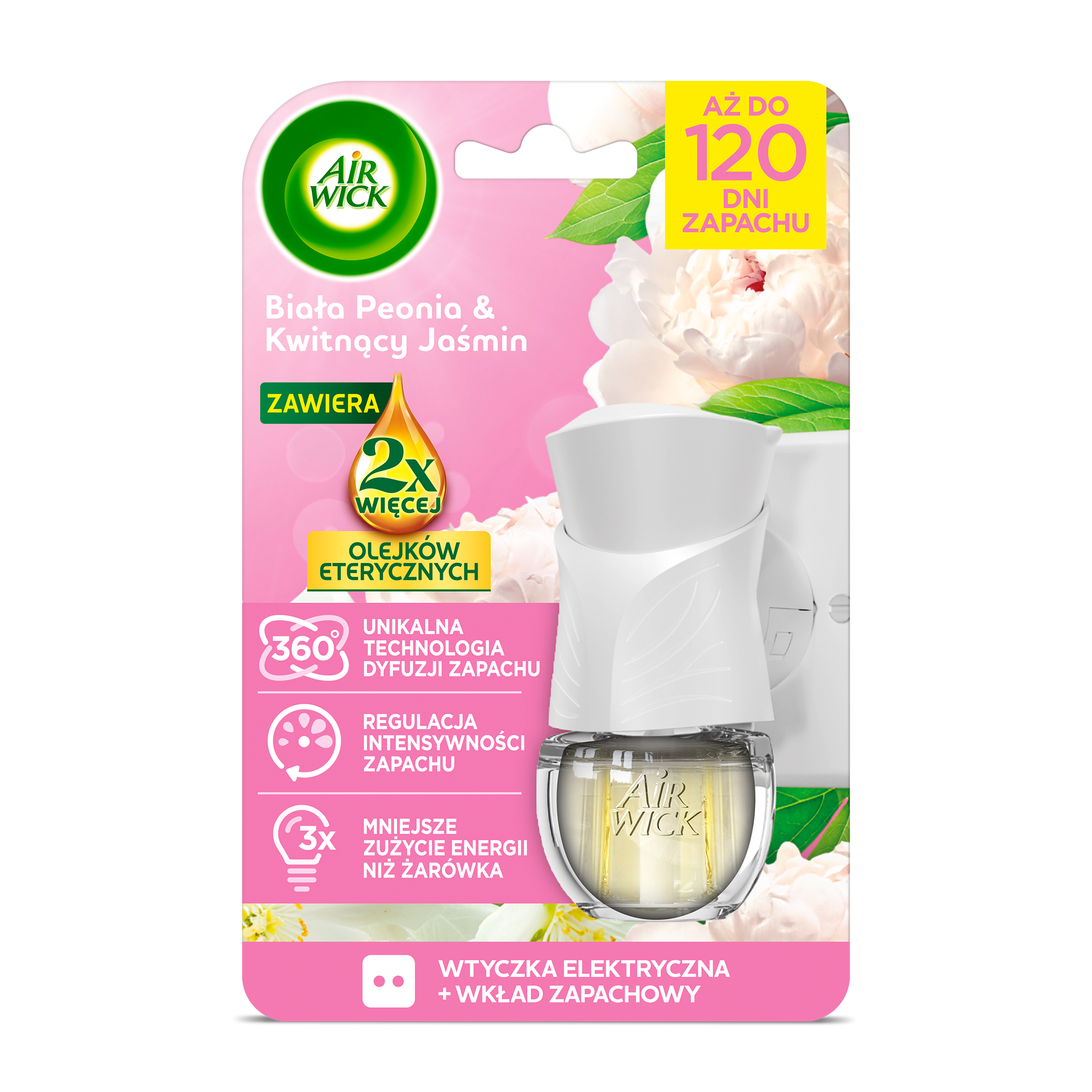 Air Wick Elektryczny Odświeżacz Powietrza Biała Peonia I Kwitnący Jaśmin Komplet 19 Ml