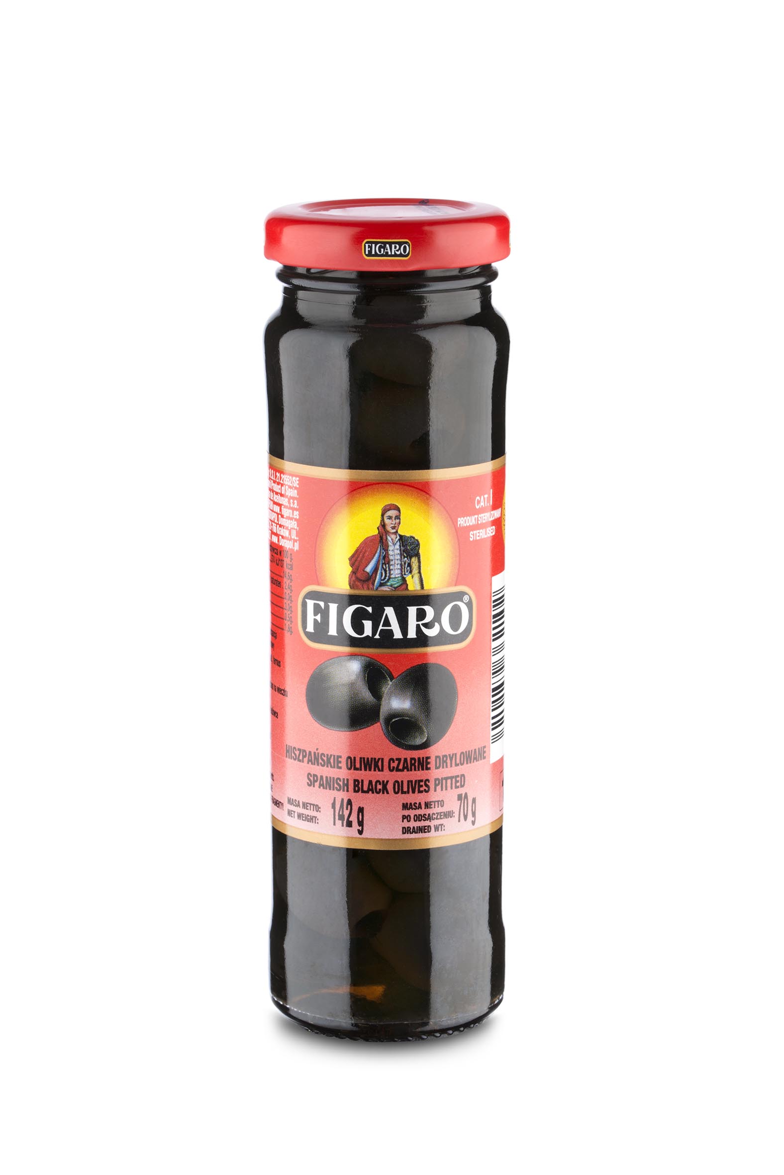 Hiszpańskie Oliwki Czarne Drylowane 142G/70G Figaro
