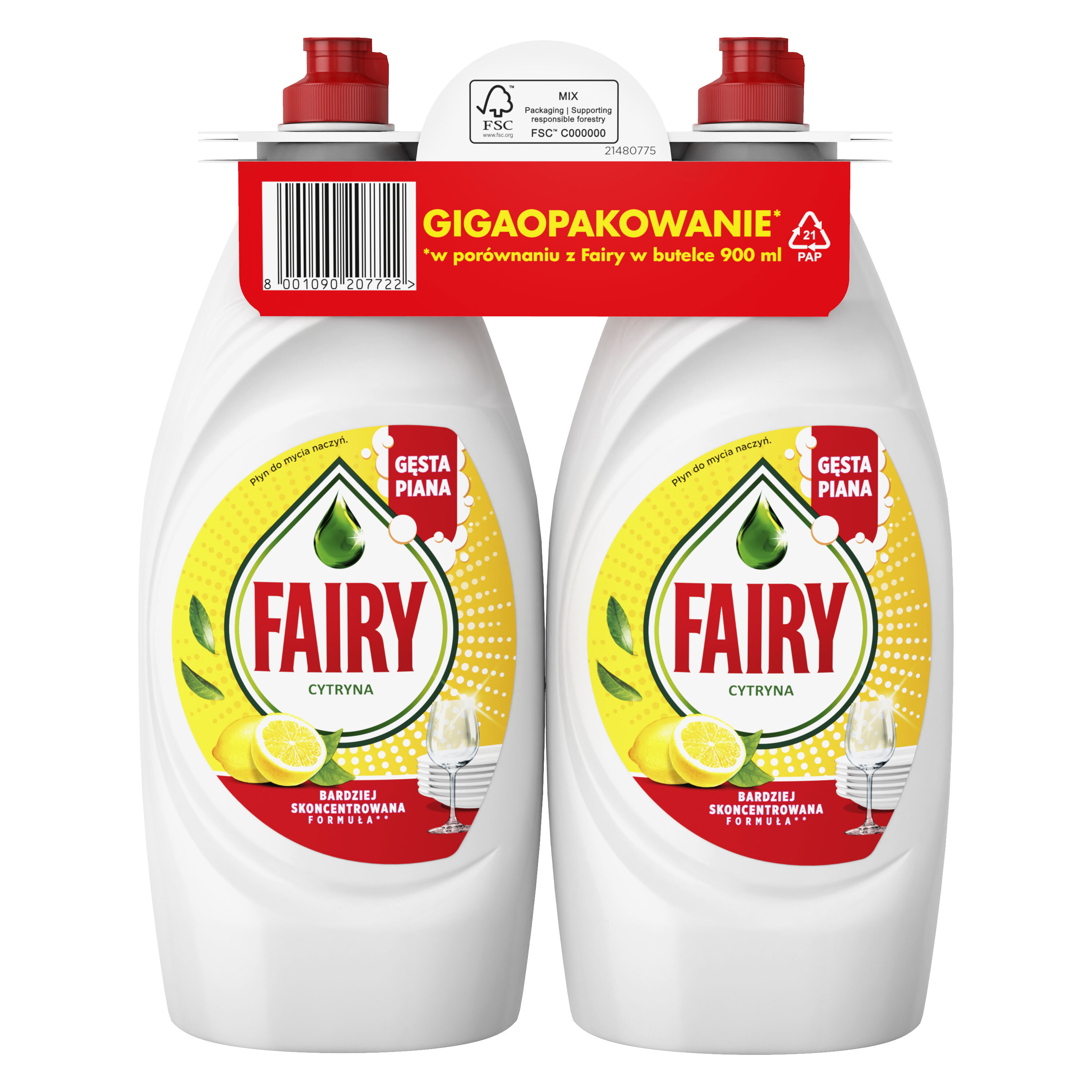 Fairy Original Cytryna Płyn Do Mycia Naczyń Z. Bez Namaczania, Bez Tłuszczu, Bez Problemu 1.8L