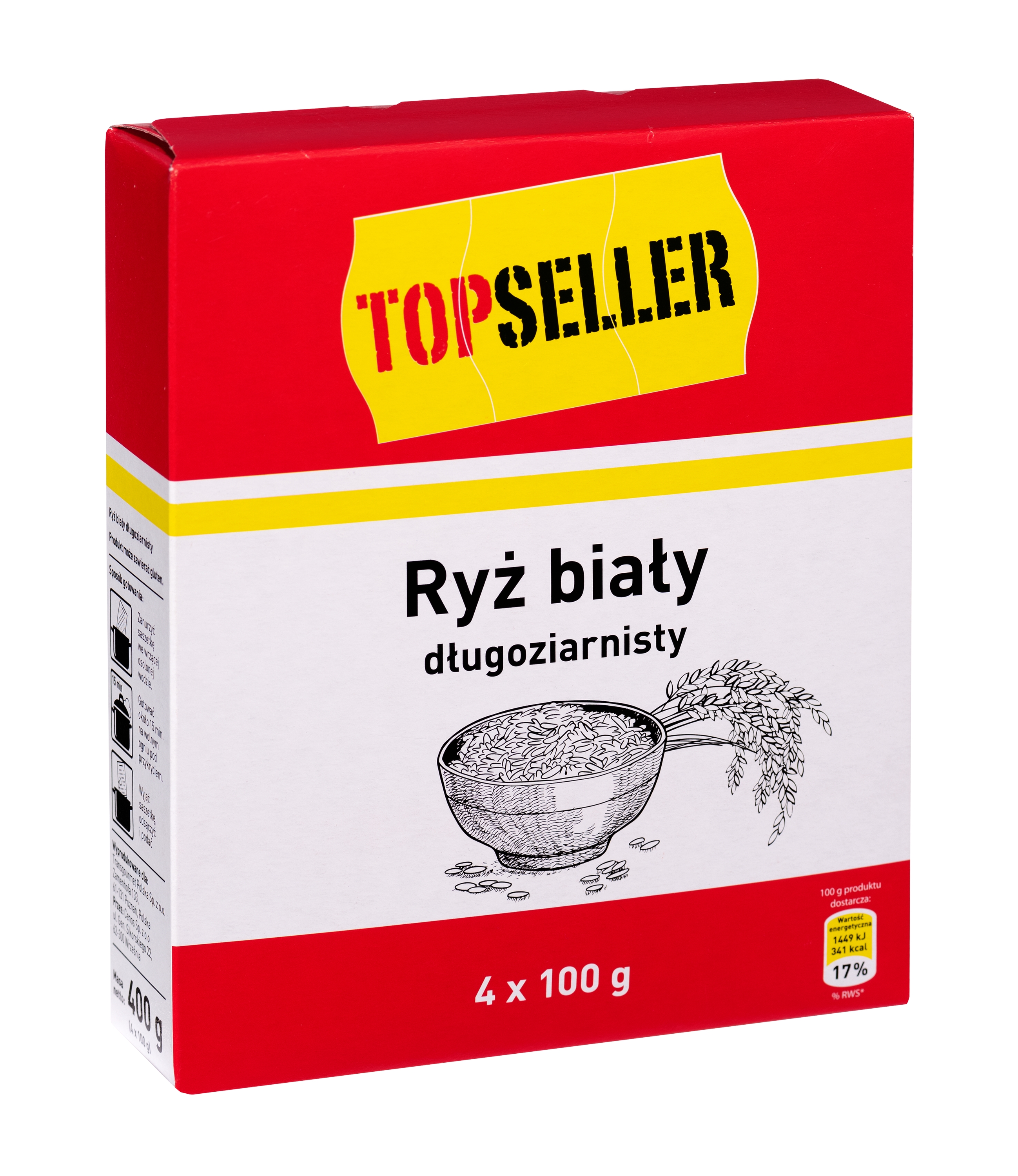 Topseller Ryż Biały Długoziarnisty 4X100 G