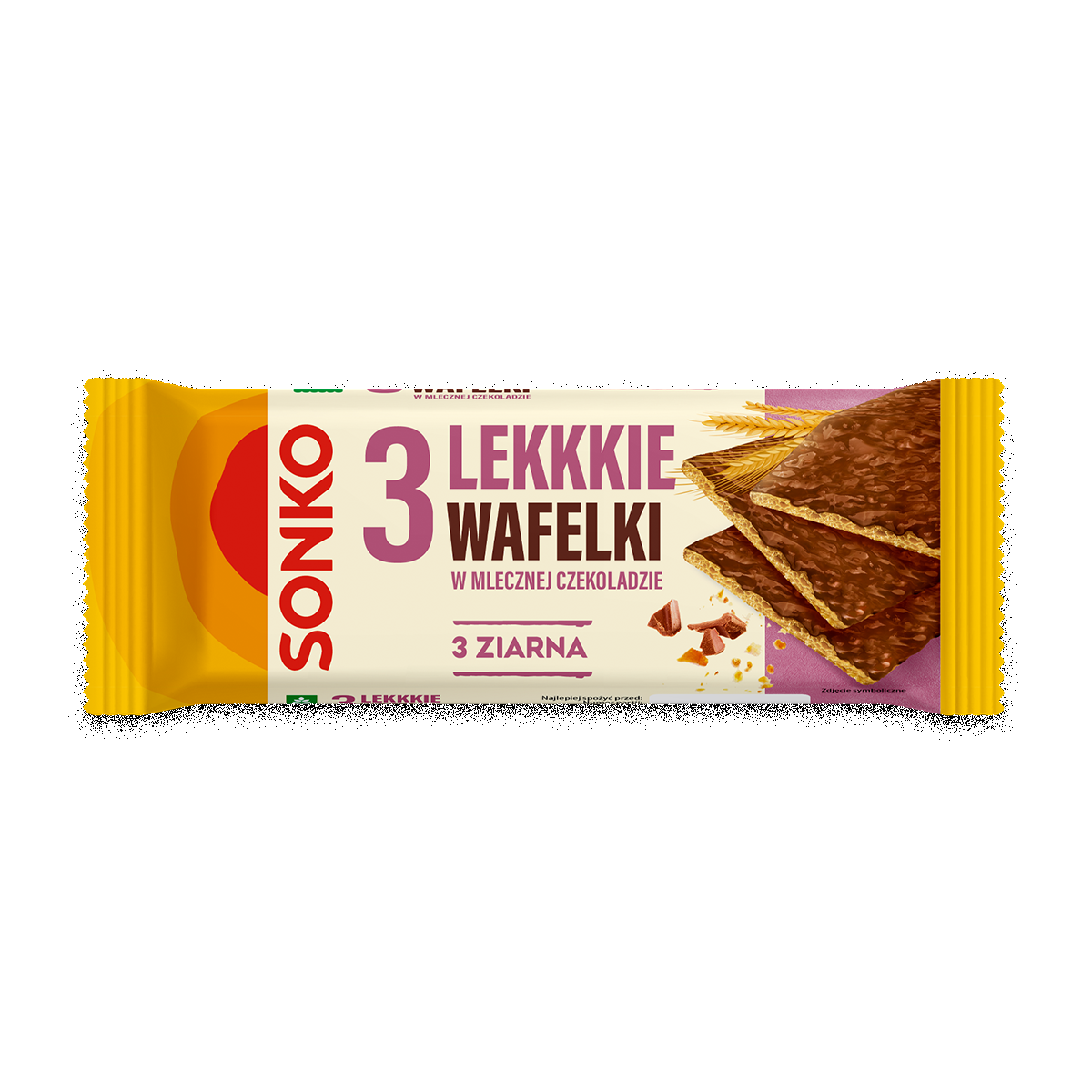 Sonko. 3 Lekkkie Wafelki 3 Ziarna W Mlecznej Czekoladzie 36G.