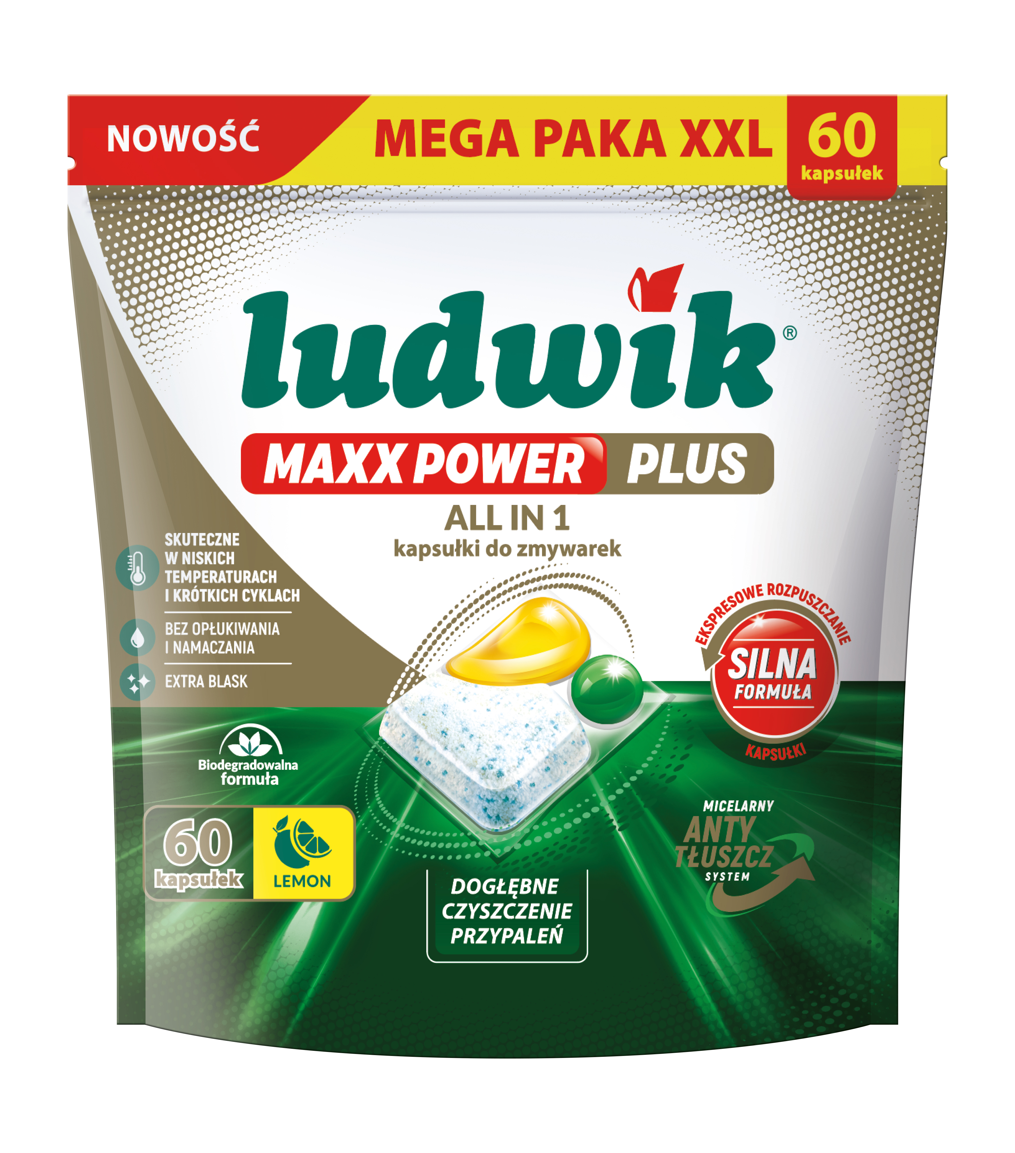 Ludwik Maxx Power Plus Kapsułki Do Zmywarek 60 Szt. Lemon