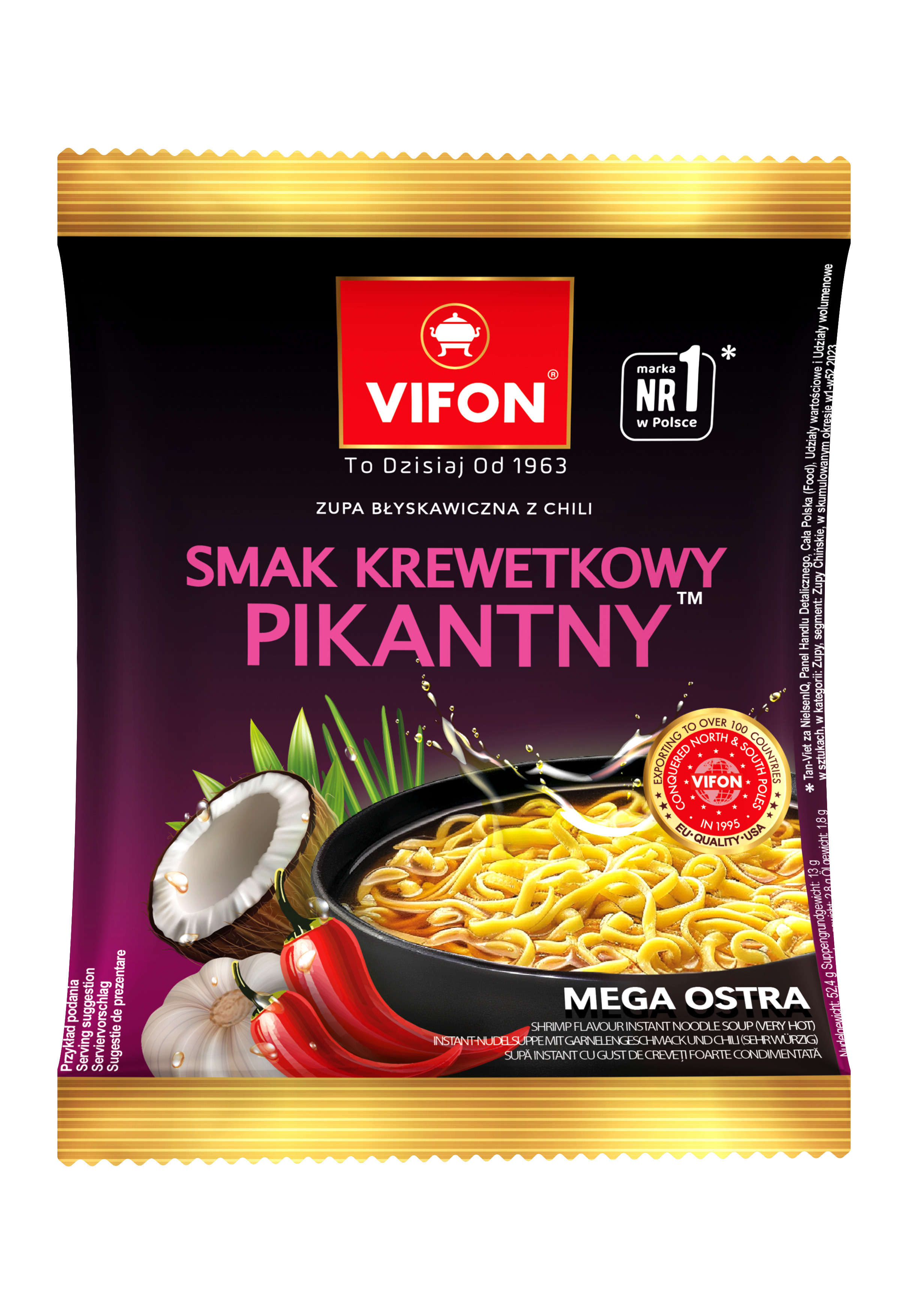 Vifon Zupa Błyskawiczna Z Chili Smak Krewetkowy Pikantny 70 G