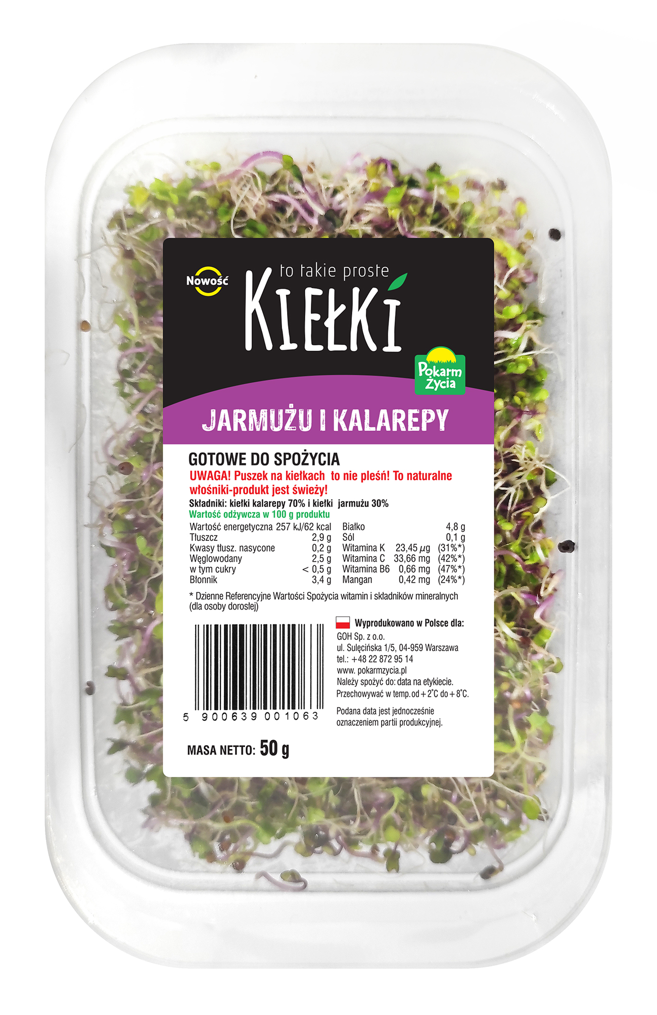 Kiełki Jarmużu I Kalarepy Polska 50G Pokarm Życia