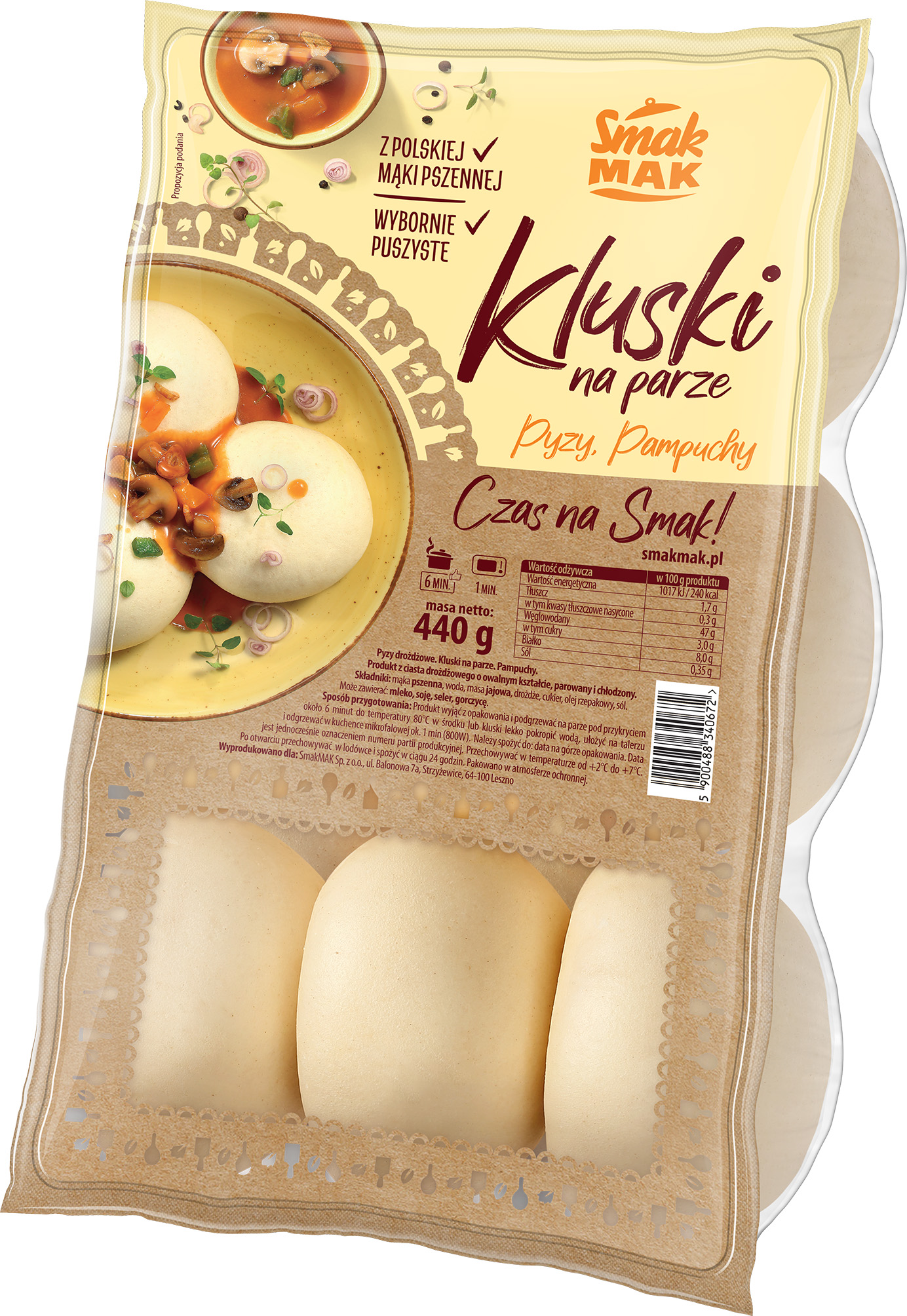 Pyzy, Kluski Na Parze 440G Smakmak